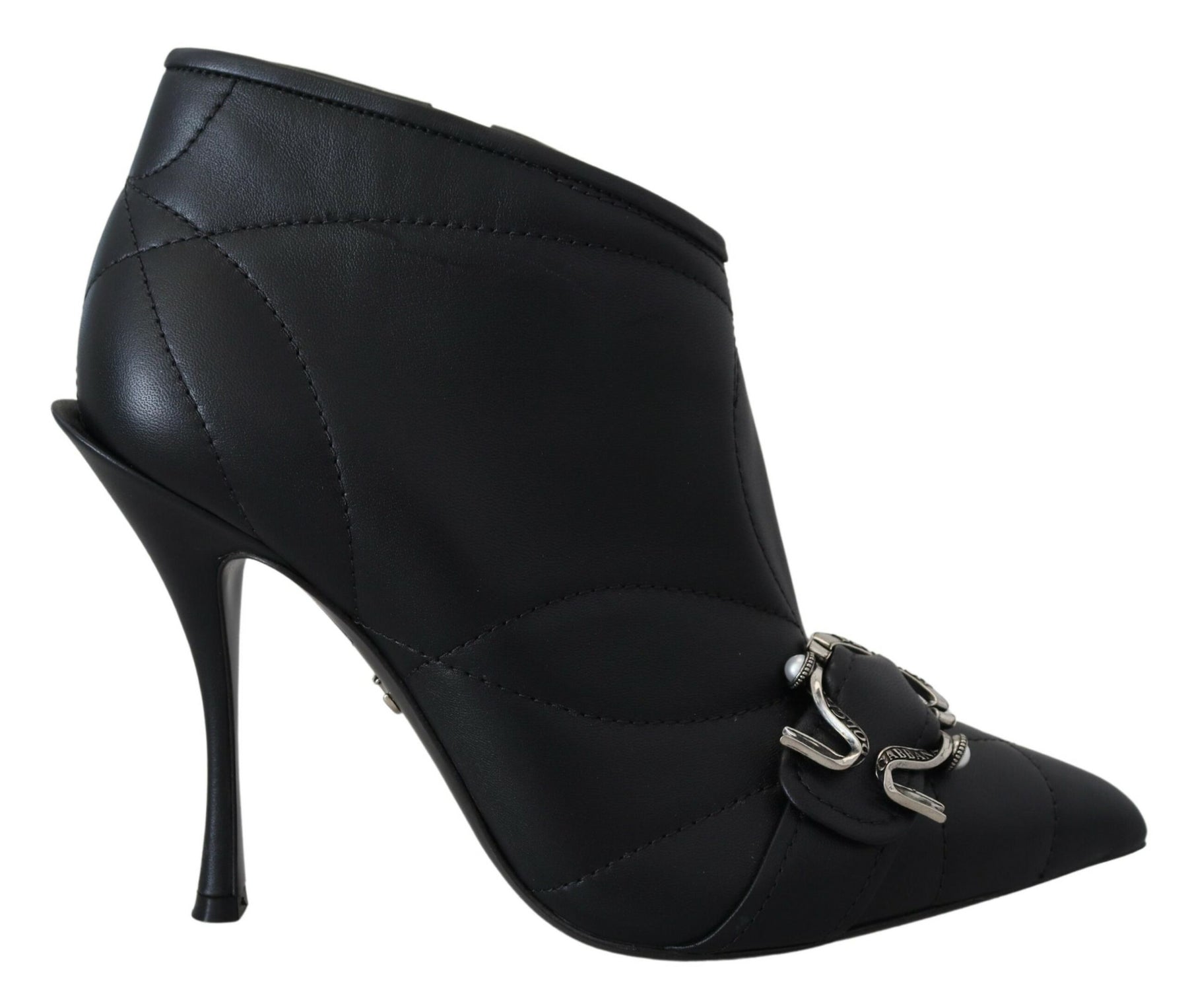 Dolce & Gabbana Black Devotion Quilted Buckled Ankle Boots Shoes | Regal Royce