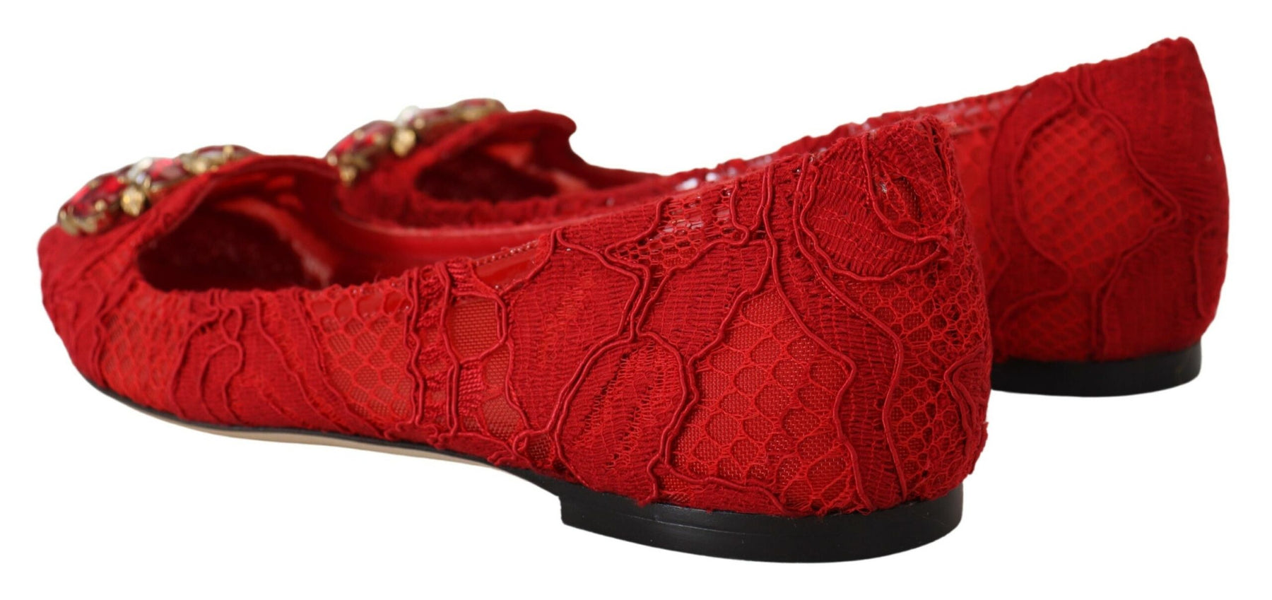 Dolce & Gabbana Red Taormina Crystals Loafers Flats Shoes | Regal Royce