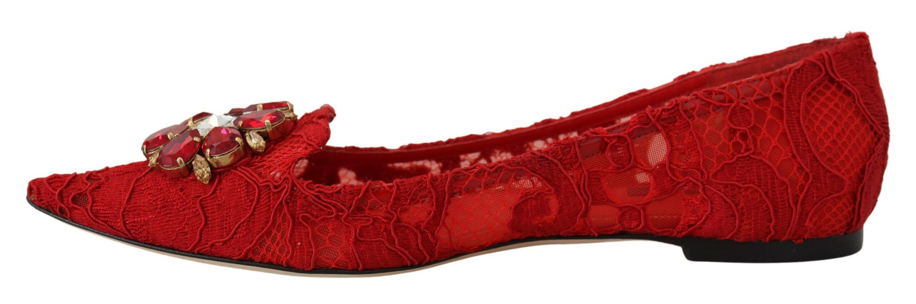 Dolce & Gabbana Red Taormina Crystals Loafers Flats Shoes | Regal Royce