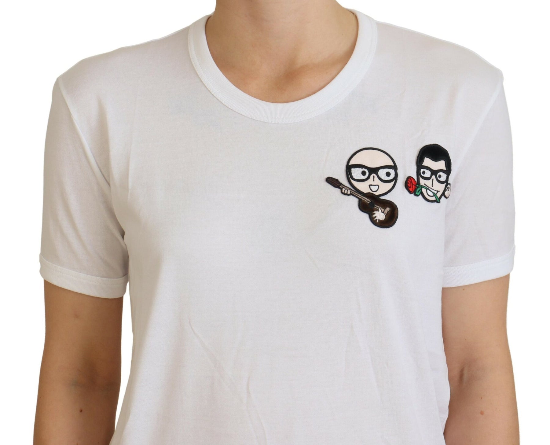 Dolce & Gabbana White #dgfamily Crewneck Cotton T-shirt | Regal Royce