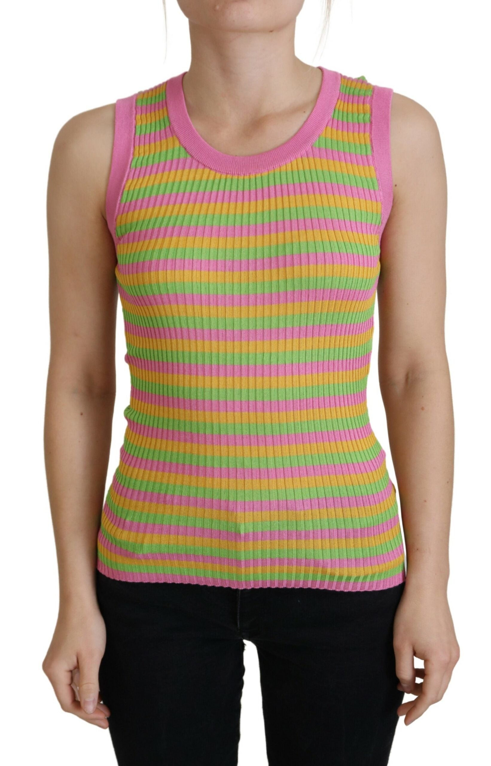 Dolce & Gabbana Multicolor Silk Vest Pullover Tank Top | Regal Royce