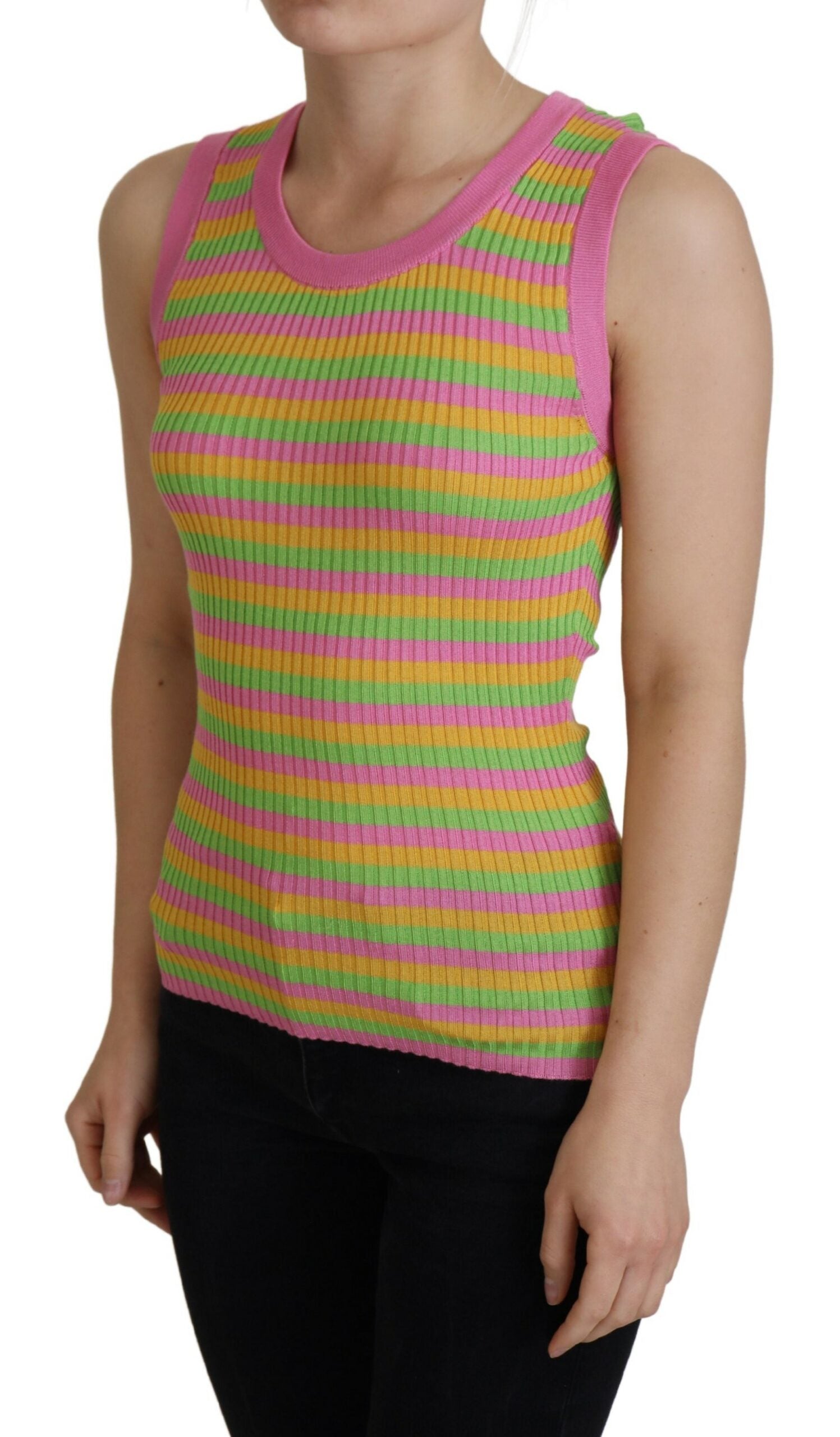 Dolce & Gabbana Multicolor Silk Vest Pullover Tank Top | Regal Royce