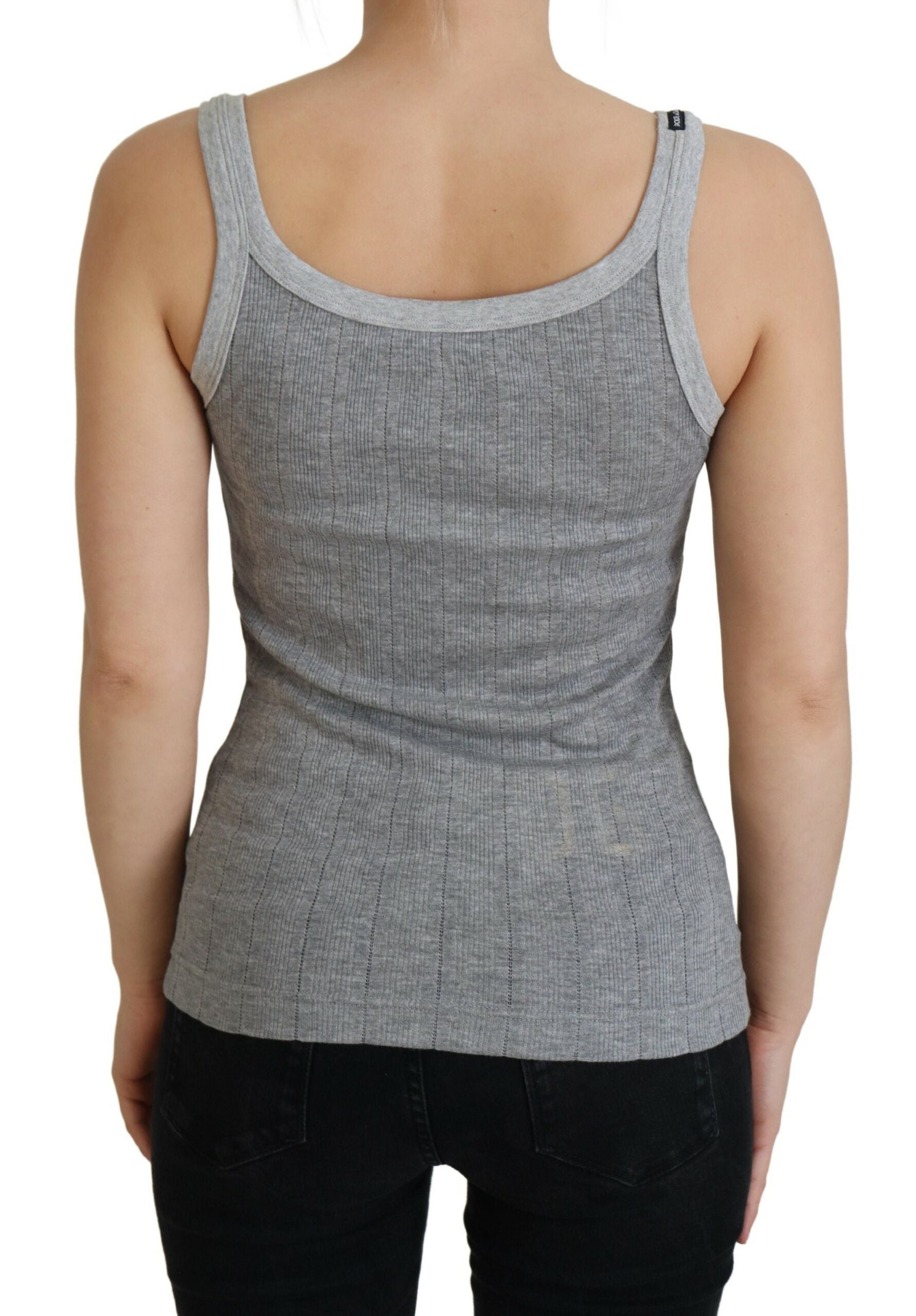 Dolce & Gabbana Gray Cotton Modal Canotta Tank Top T-shirt | Regal Royce