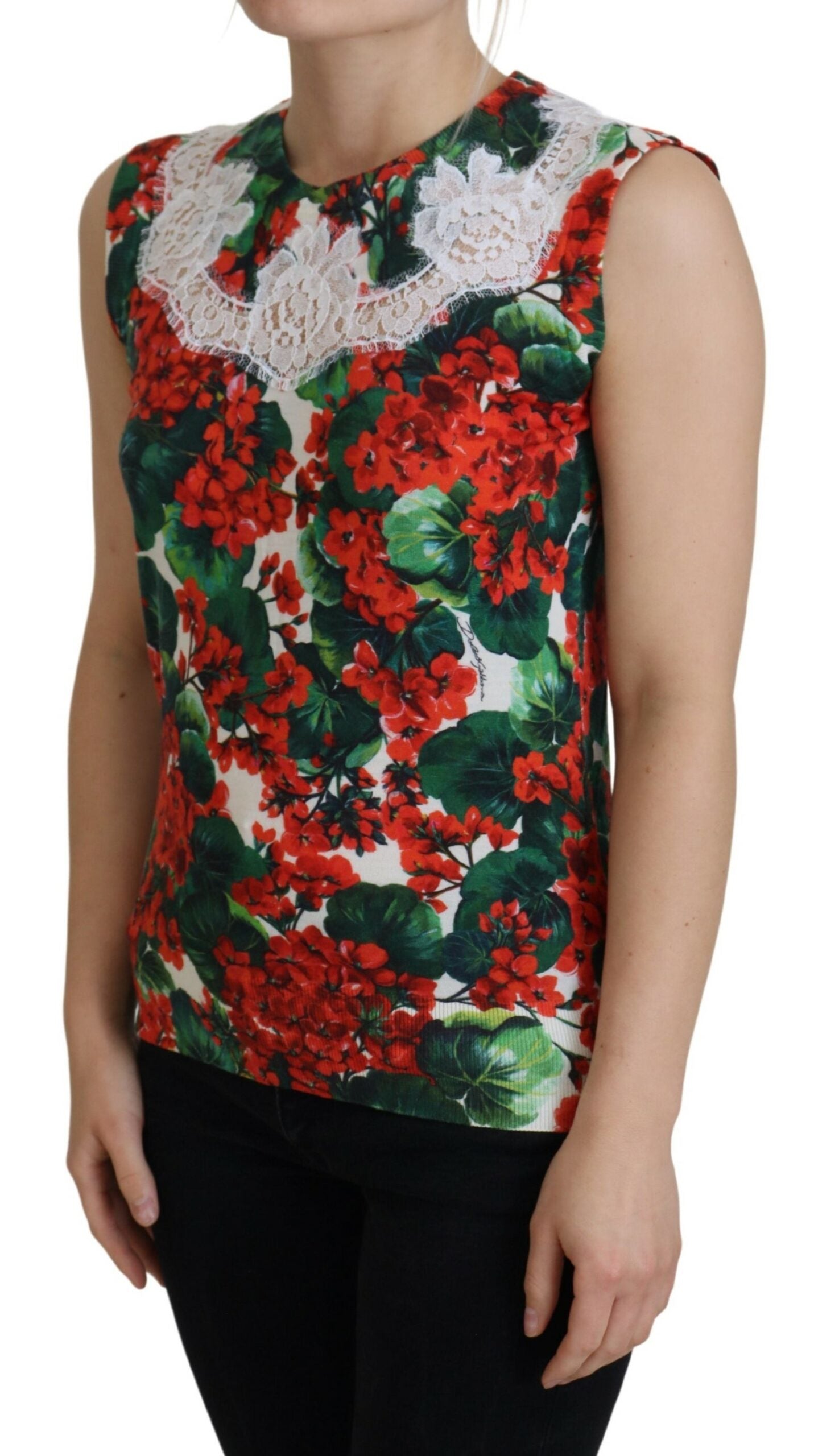 Dolce & Gabbana White Floral Wool Lace Vest Tank Top | Regal Royce