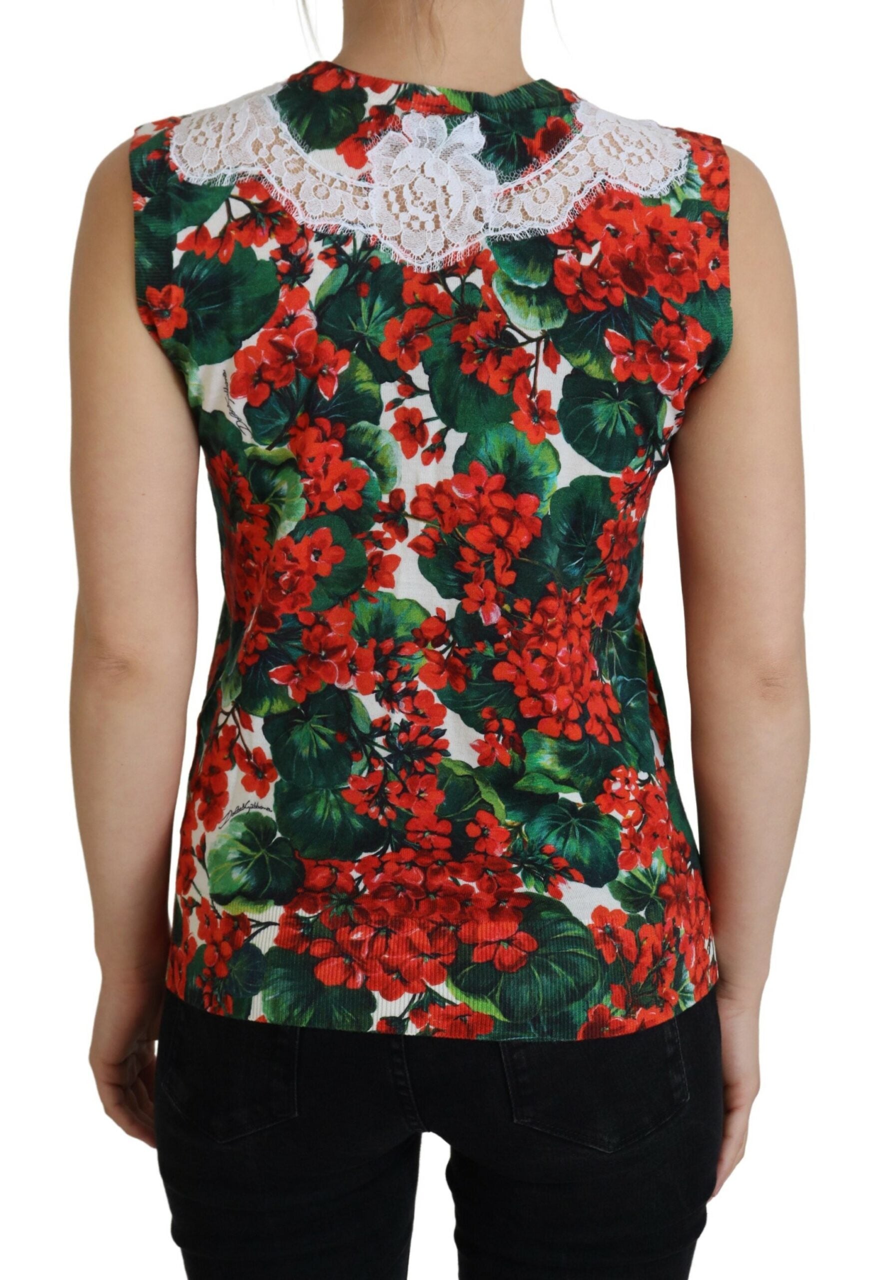 Dolce & Gabbana White Floral Wool Lace Vest Tank Top | Regal Royce