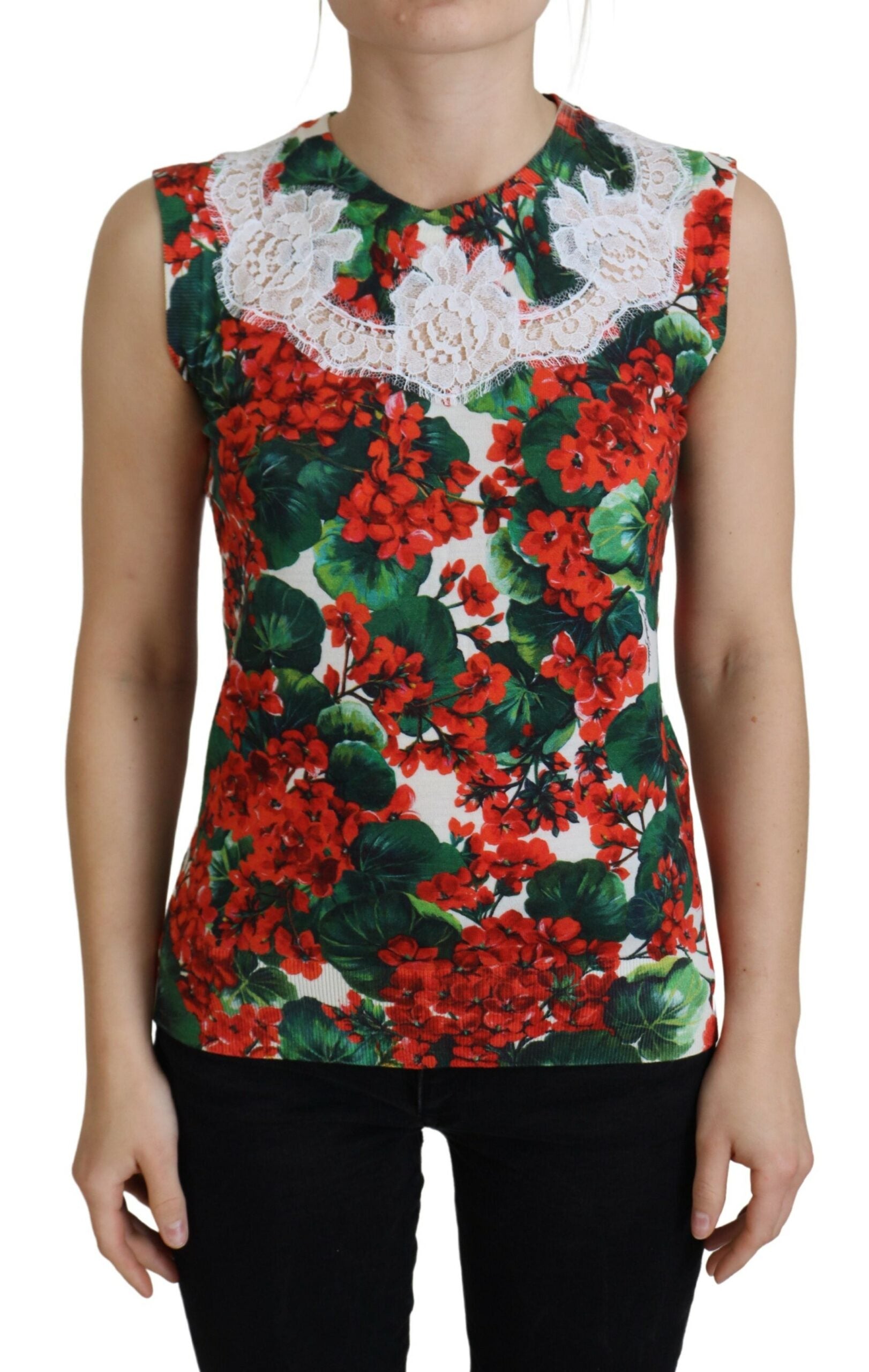 Dolce & Gabbana White Floral Wool Lace Vest Tank Top | Regal Royce