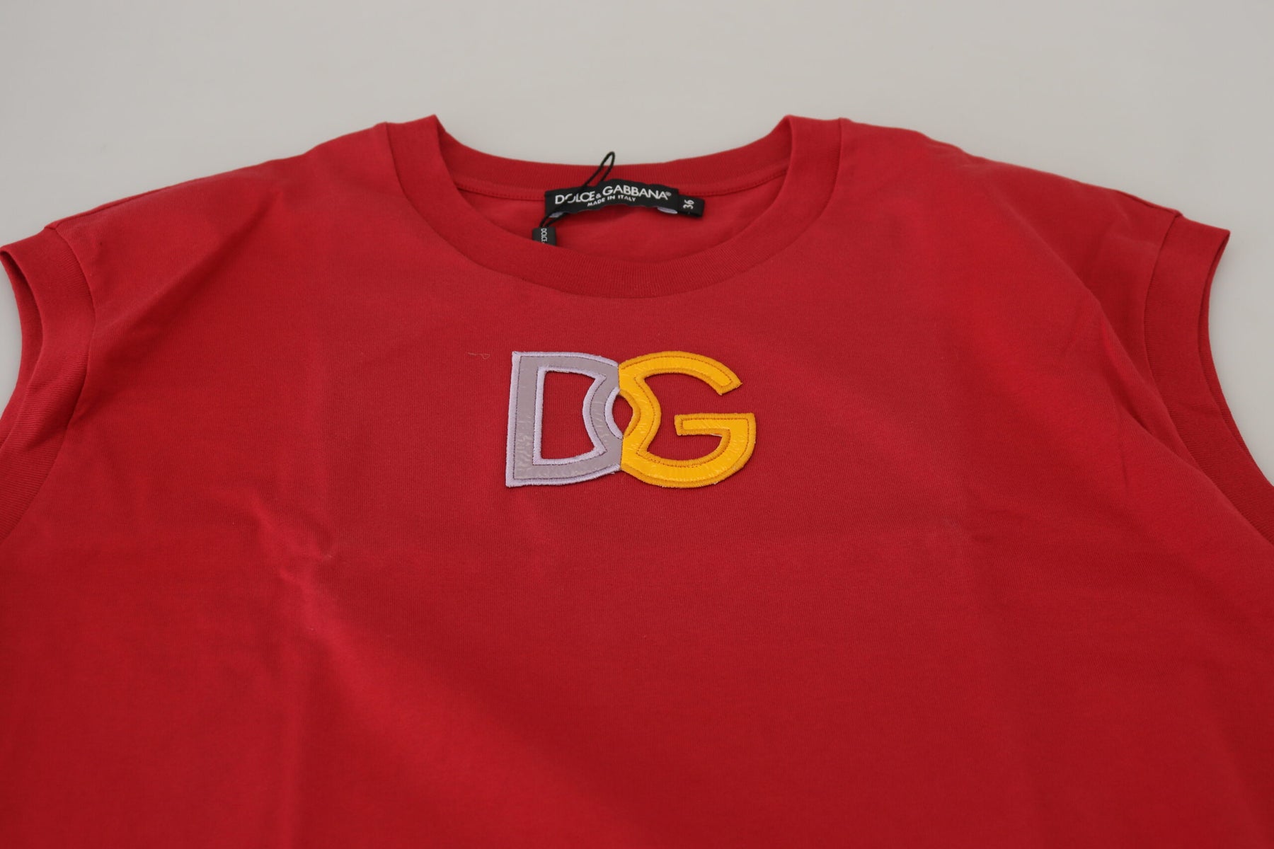 Dolce & Gabbana Red Cotton DG Logo Tank Top T-shirt | Regal Royce