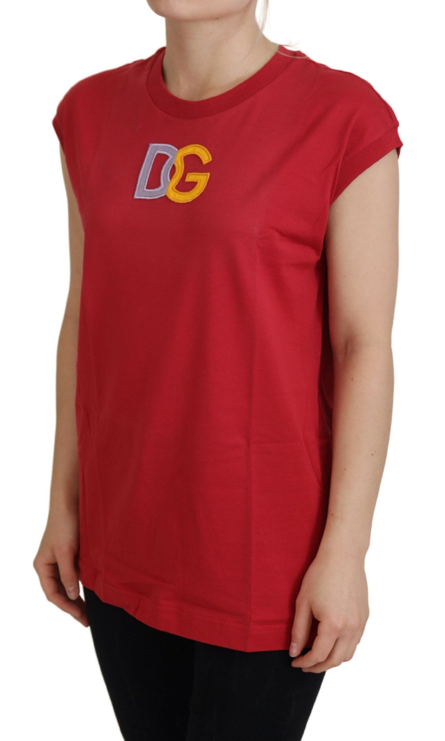 Dolce & Gabbana Red Cotton DG Logo Tank Top T-shirt | Regal Royce