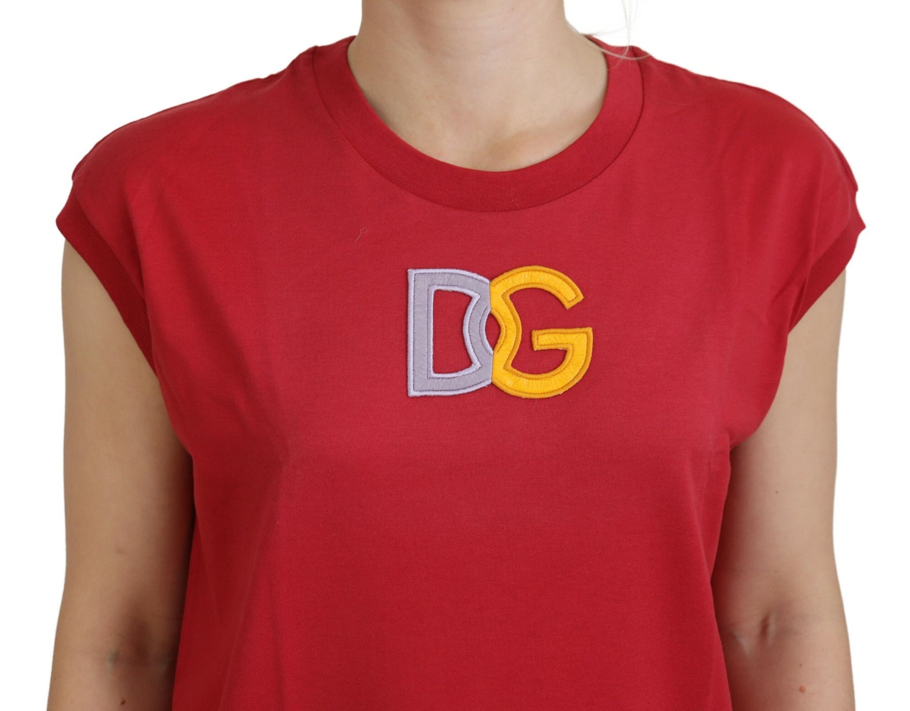 Dolce & Gabbana Red Cotton DG Logo Tank Top T-shirt | Regal Royce