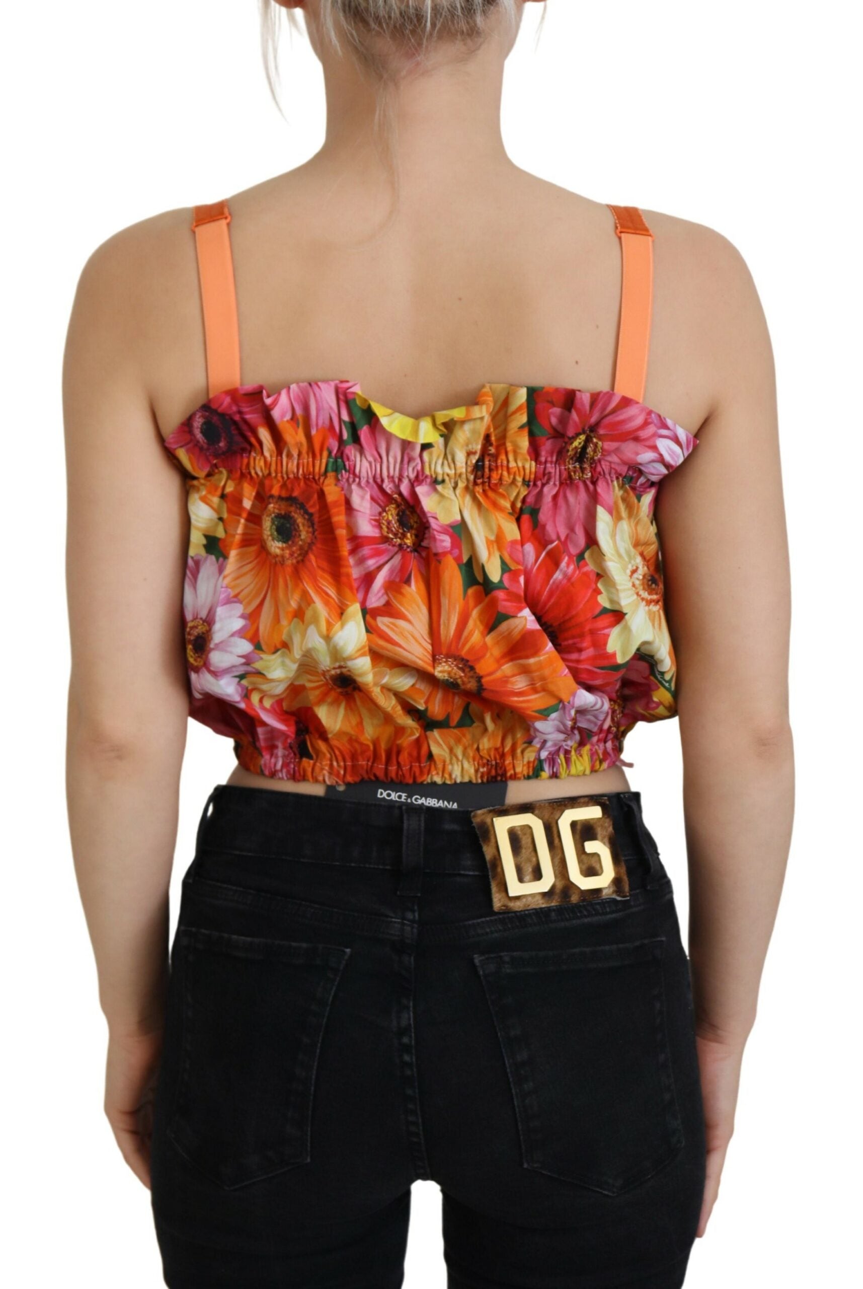 Dolce & Gabbana Blouse Cropped Floral Cotton Tank Top | Regal Royce