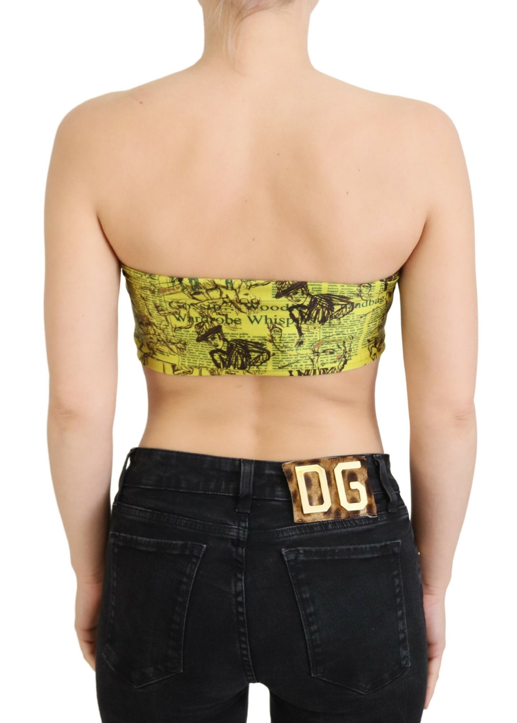 John Galliano Yellow Newspaper Print Cropped Blouse | Regal Royce
