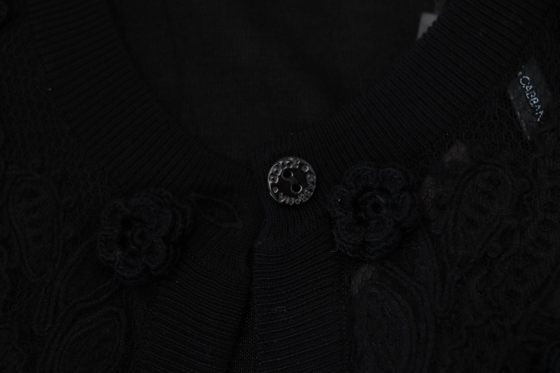 Dolce & Gabbana Black Floral Lace Button Cardigan Sweater | Regal Royce