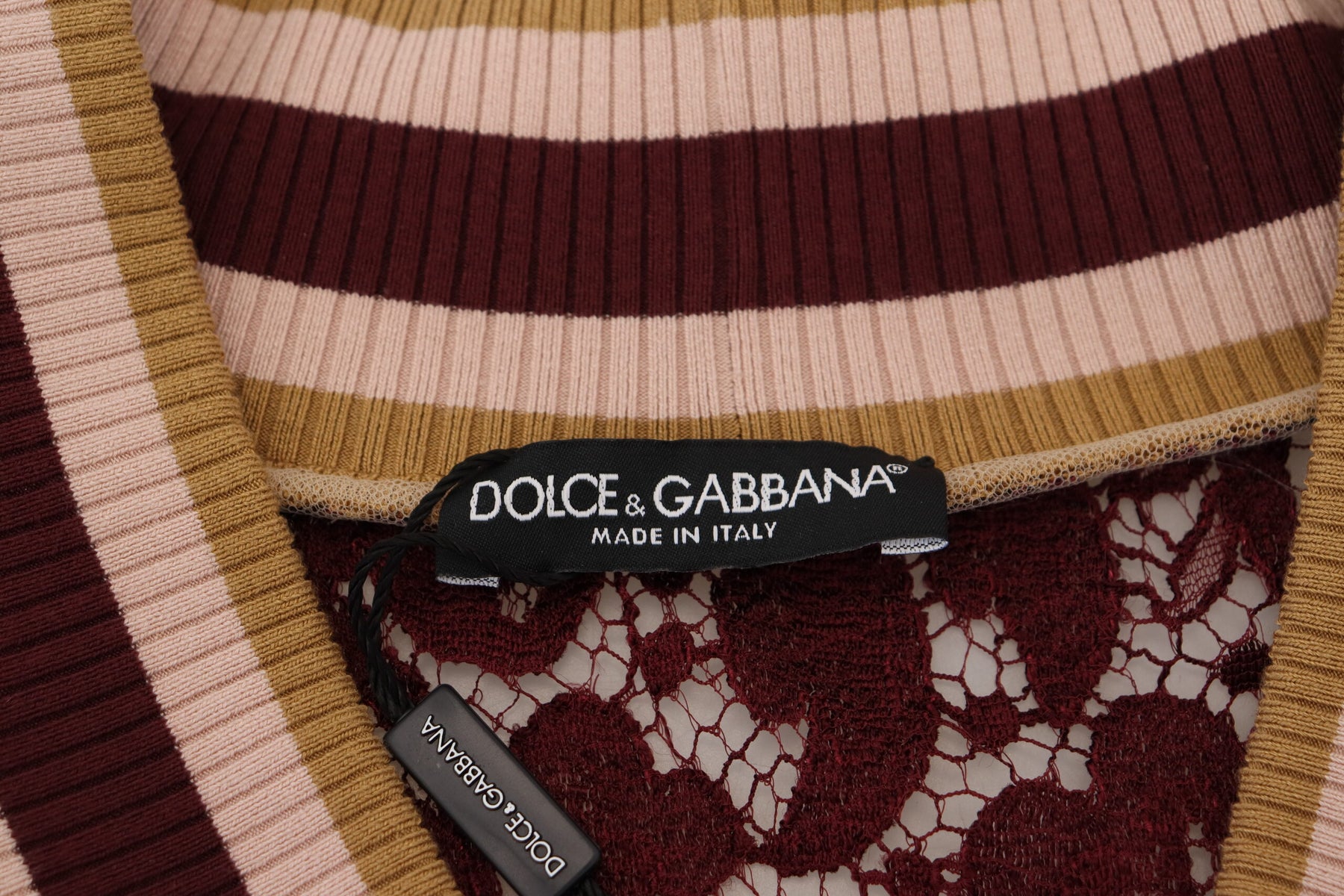 Dolce & Gabbana Multicolor Lace V-neck Pullover Sweater | Regal Royce