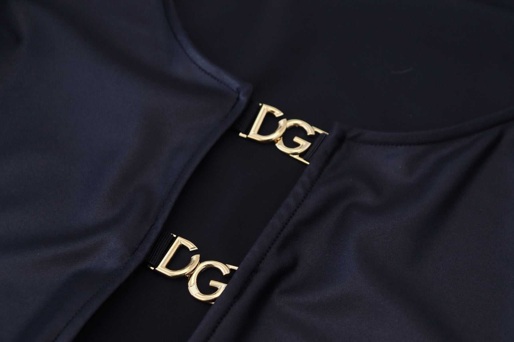 Dolce & Gabbana Black Cotton Stretch Open Chest 3/4 Sleeve Top | Regal Royce