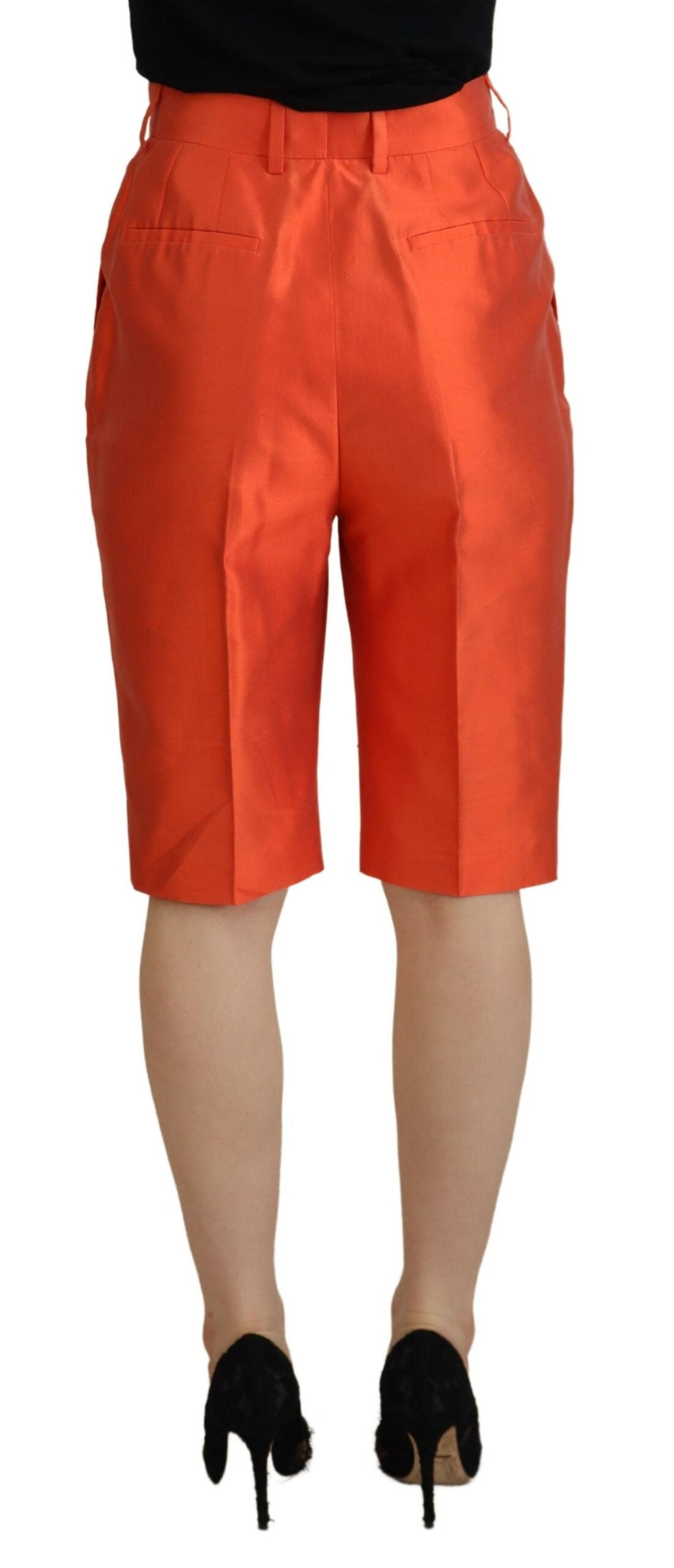 Dolce & Gabbana Orange Silk High Waist Cropped Pants | Regal Royce