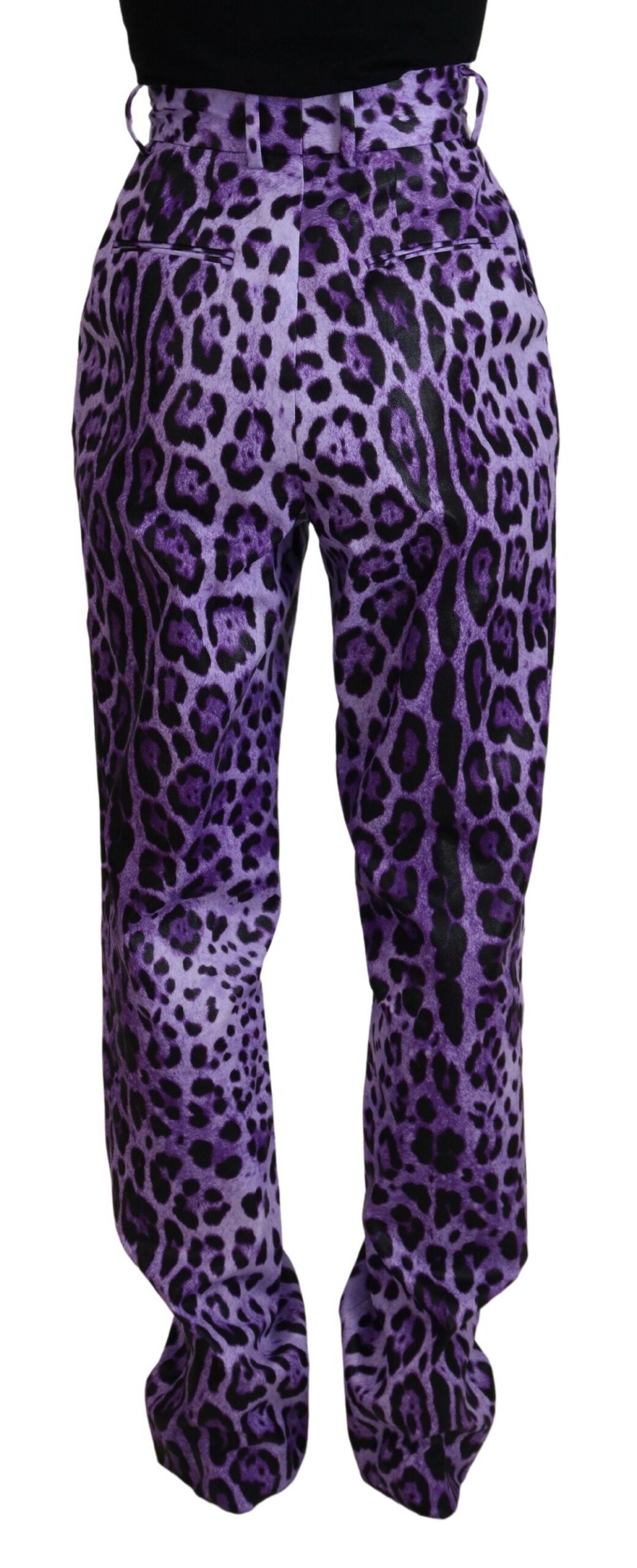 Dolce & Gabbana Purple Leopard Print High Waist Pants | Regal Royce