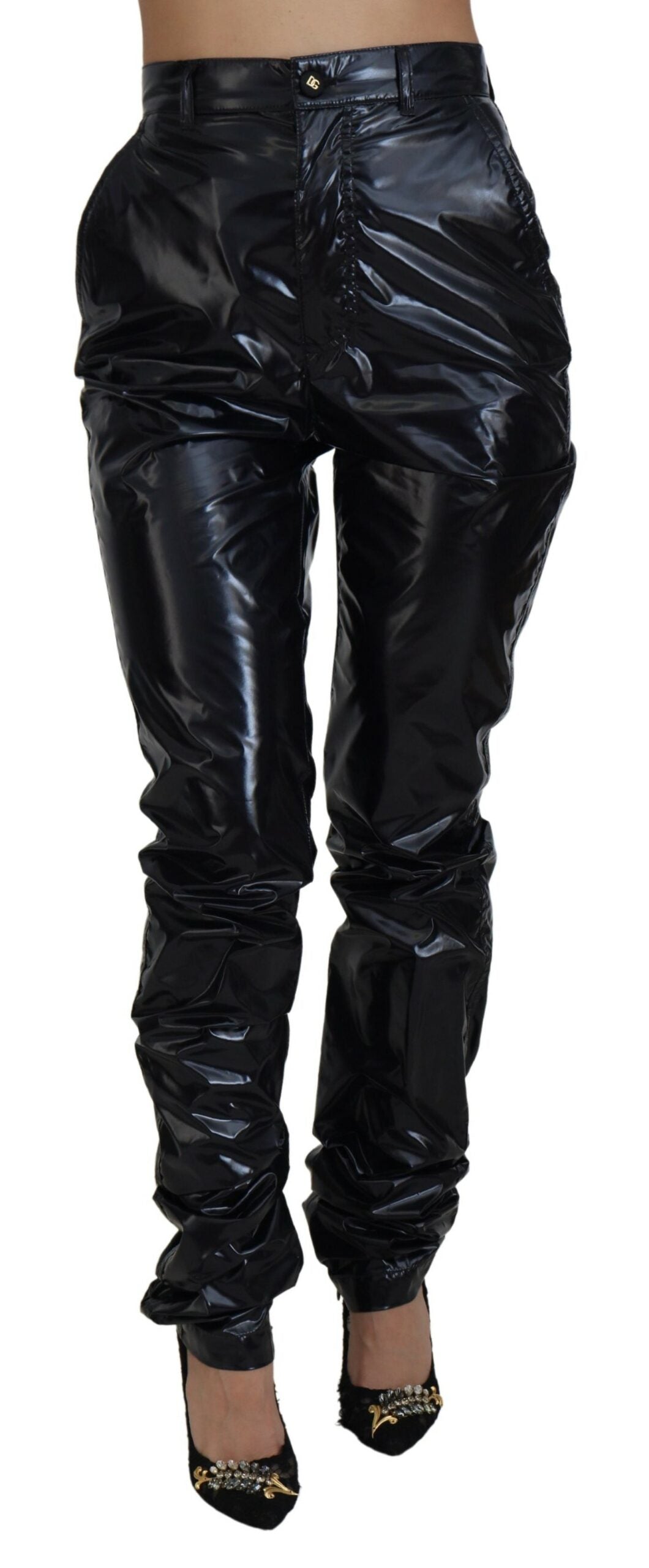 Dolce & Gabbana Black Nylon High Waist Skinny Pants | Regal Royce