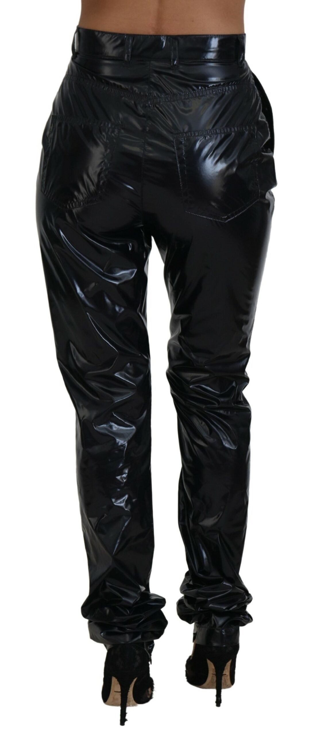 Dolce & Gabbana Black Nylon High Waist Skinny Pants | Regal Royce