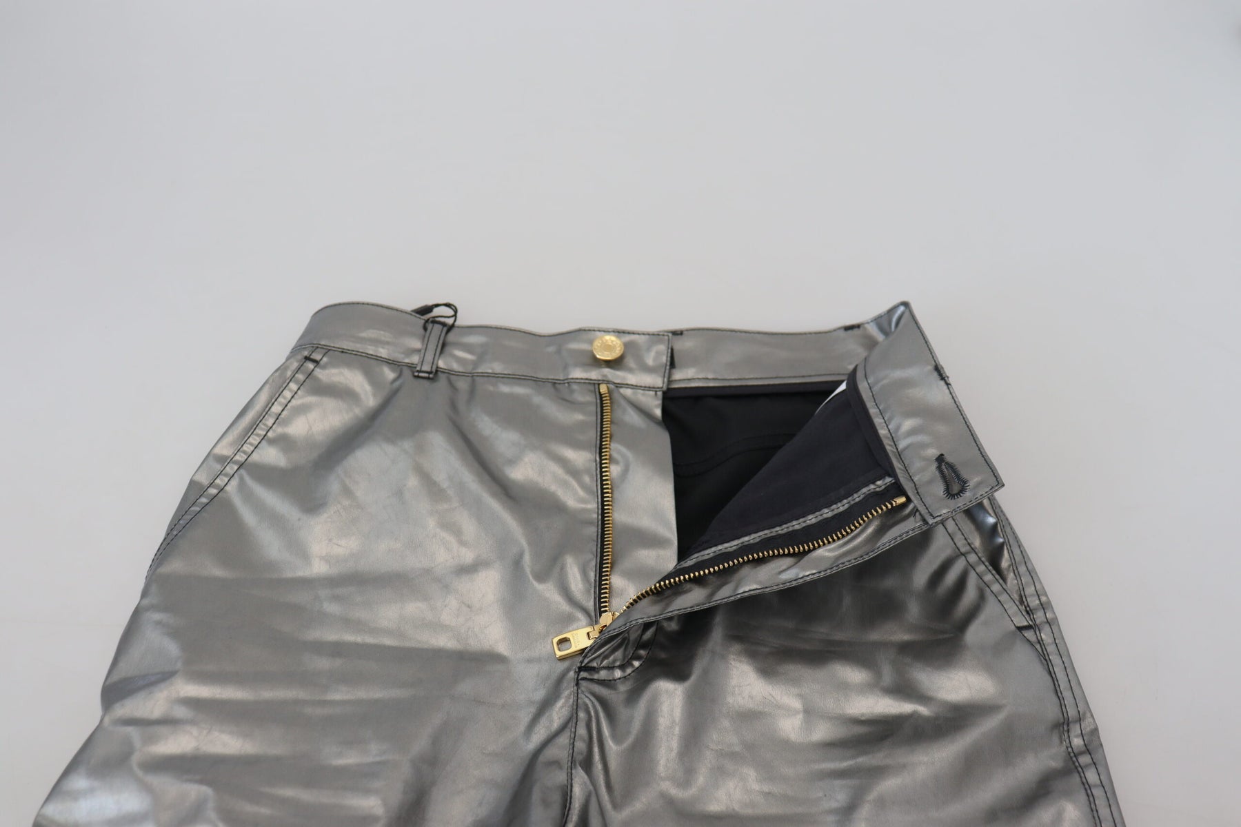 Dolce & Gabbana Metallic Silver High Waist Skinny Pants | Regal Royce