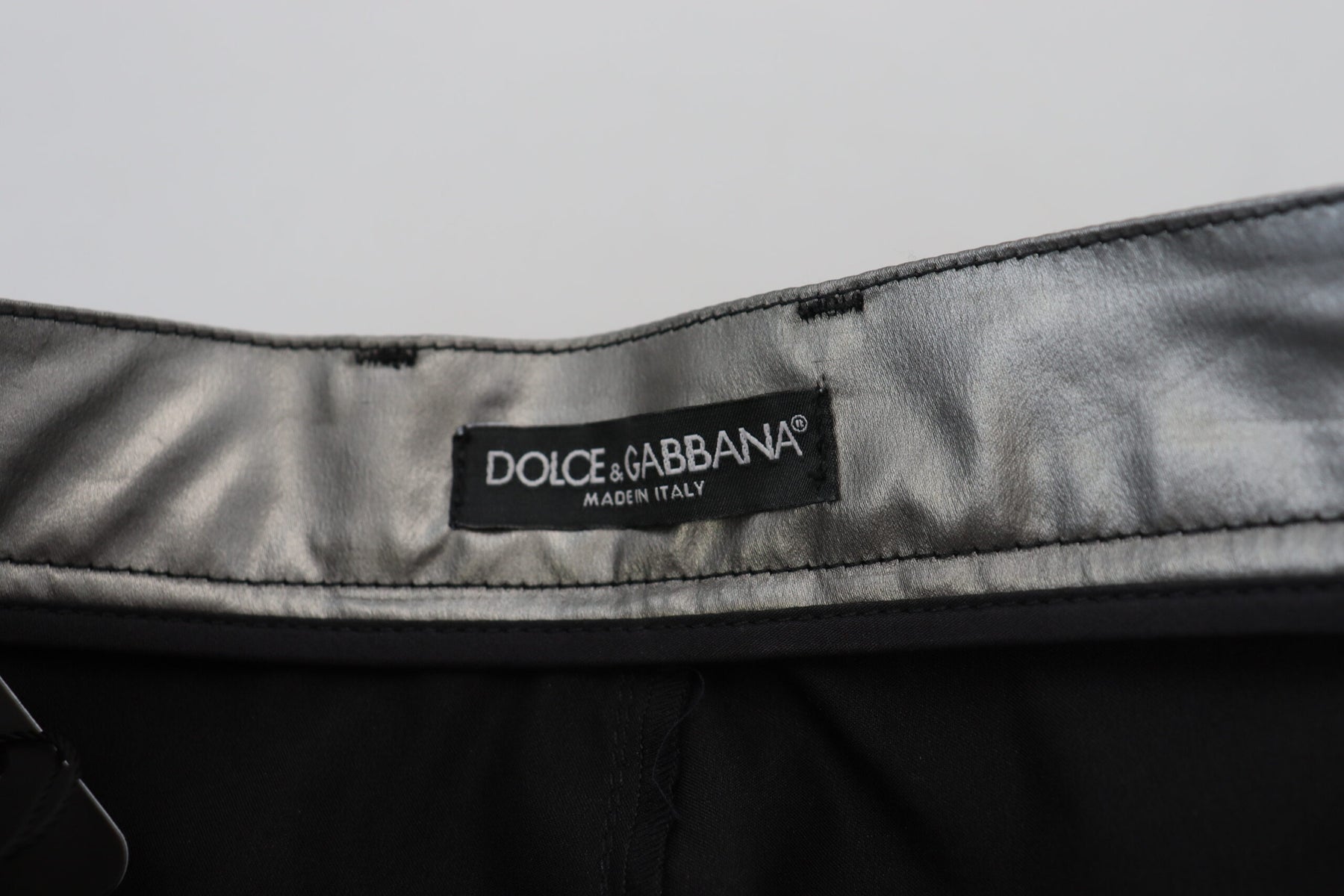 Dolce & Gabbana Metallic Silver High Waist Skinny Pants | Regal Royce