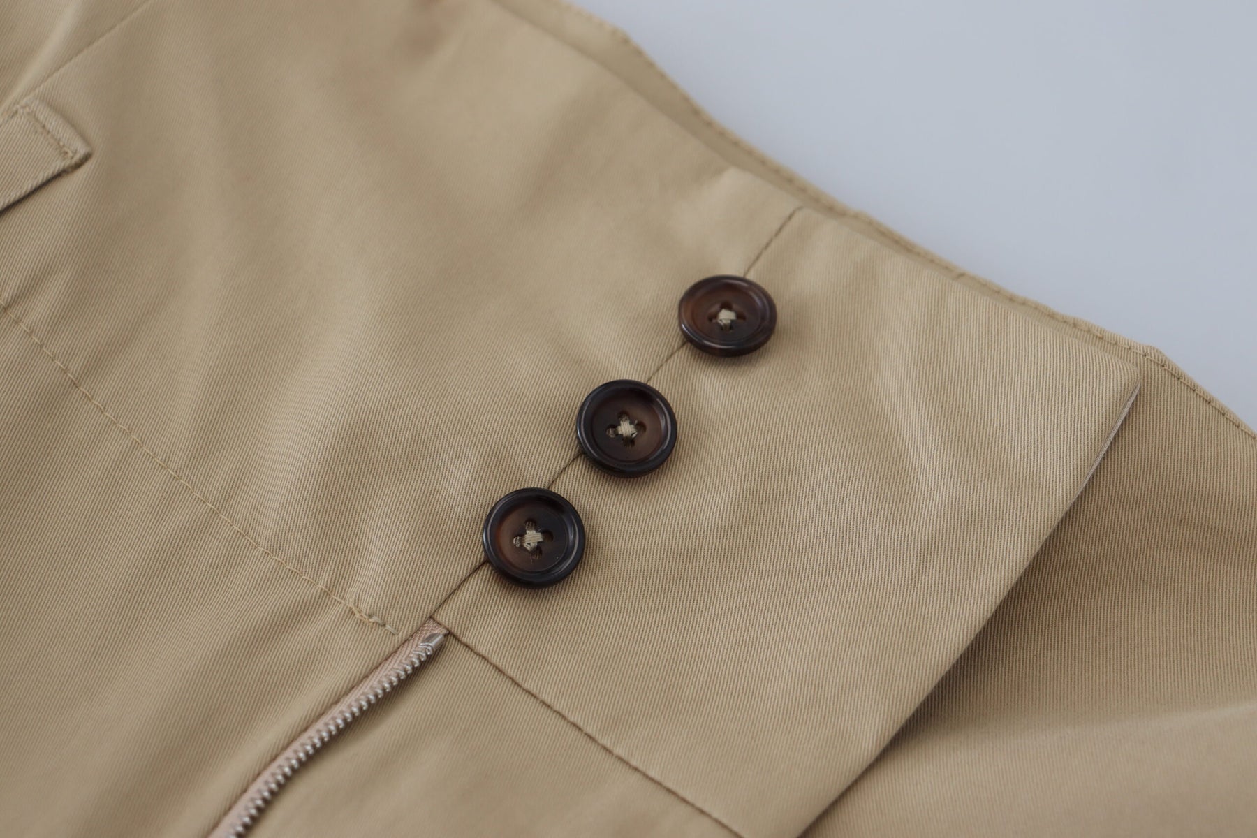 Dolce & Gabbana Brown Cotton High Waist Tapered Pants | Regal Royce