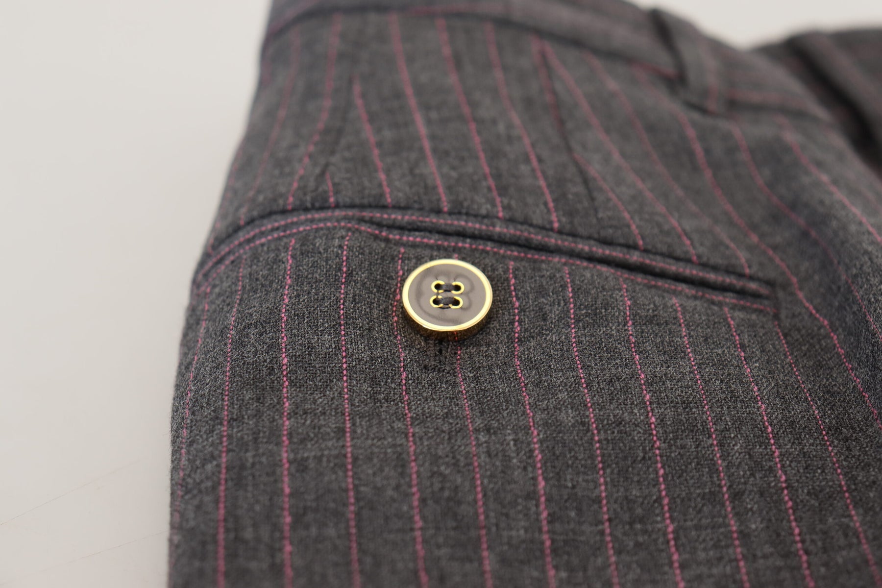 Dolce & Gabbana Gray Stripes Wool Tapered Women Pants | Regal Royce