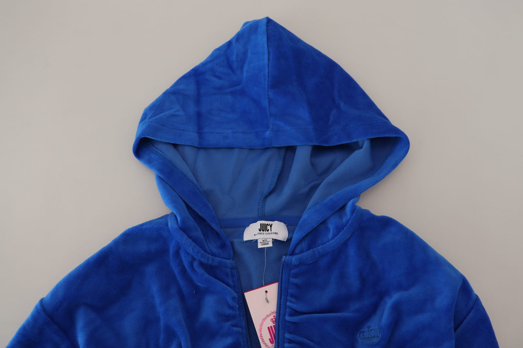 Juicy Couture Blue Cotton Full Zip Cropped Hooded Sweatshirt Sweater | Regal Royce