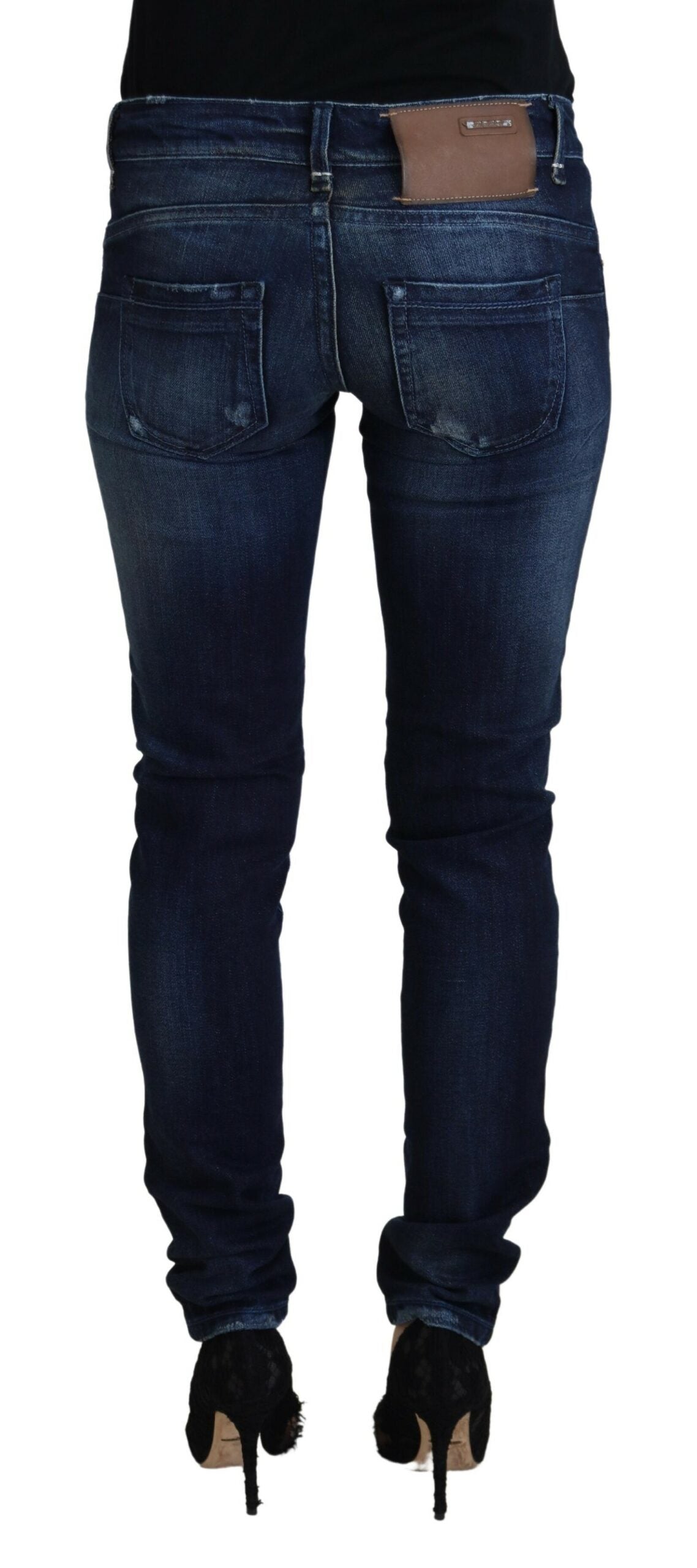Acht Blue Cotton Low Waist Slim Fit Women Casual Denim Jeans | Regal Royce