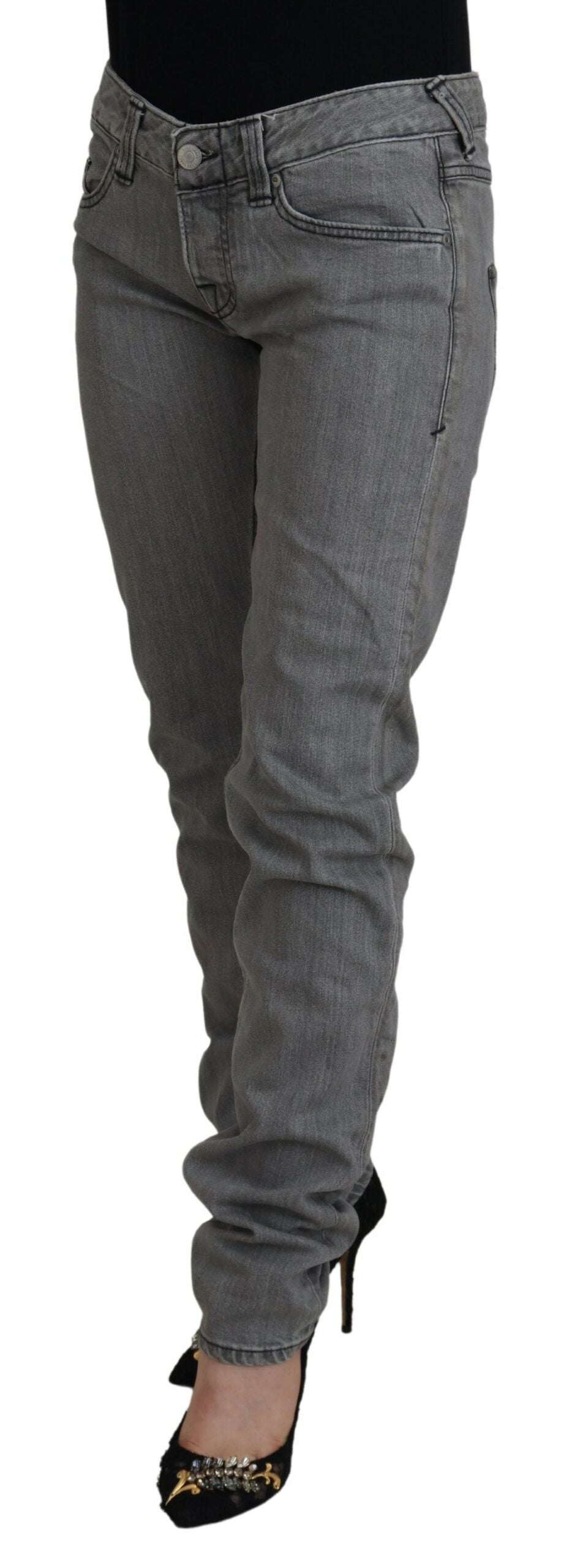 Care Label Gray Washed Cotton Skinny Women Casual Denim Jeans | Regal Royce