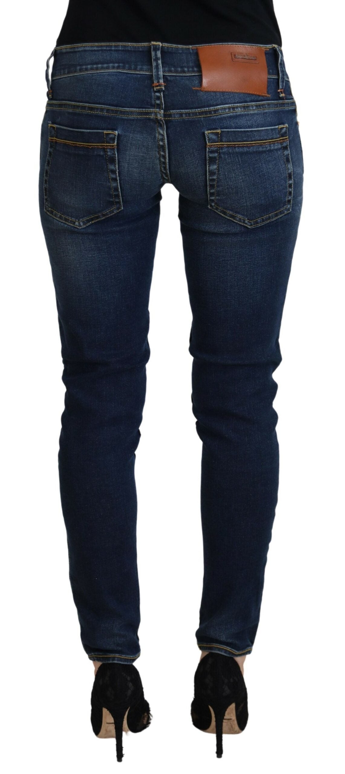 Acht Blue Cotton Low Waist Skinny Women Casual Jeans | Regal Royce