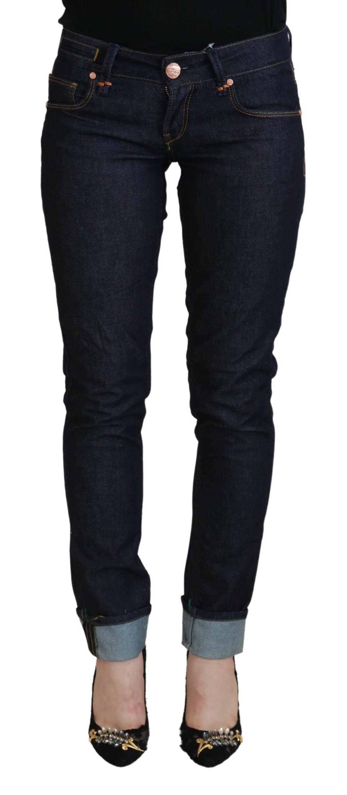 Acht Blue Cotton Low Waist Slim Fit Women Casual Jeans | Regal Royce