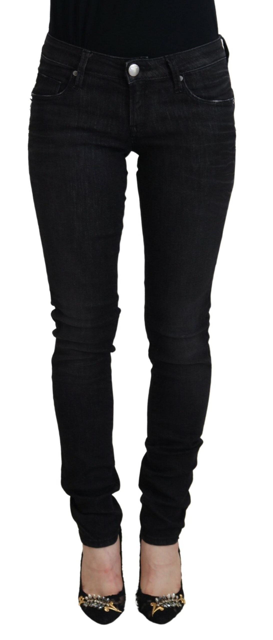 Acht Black Cotton Slim Fit Women Casual Denim Jeans | Regal Royce
