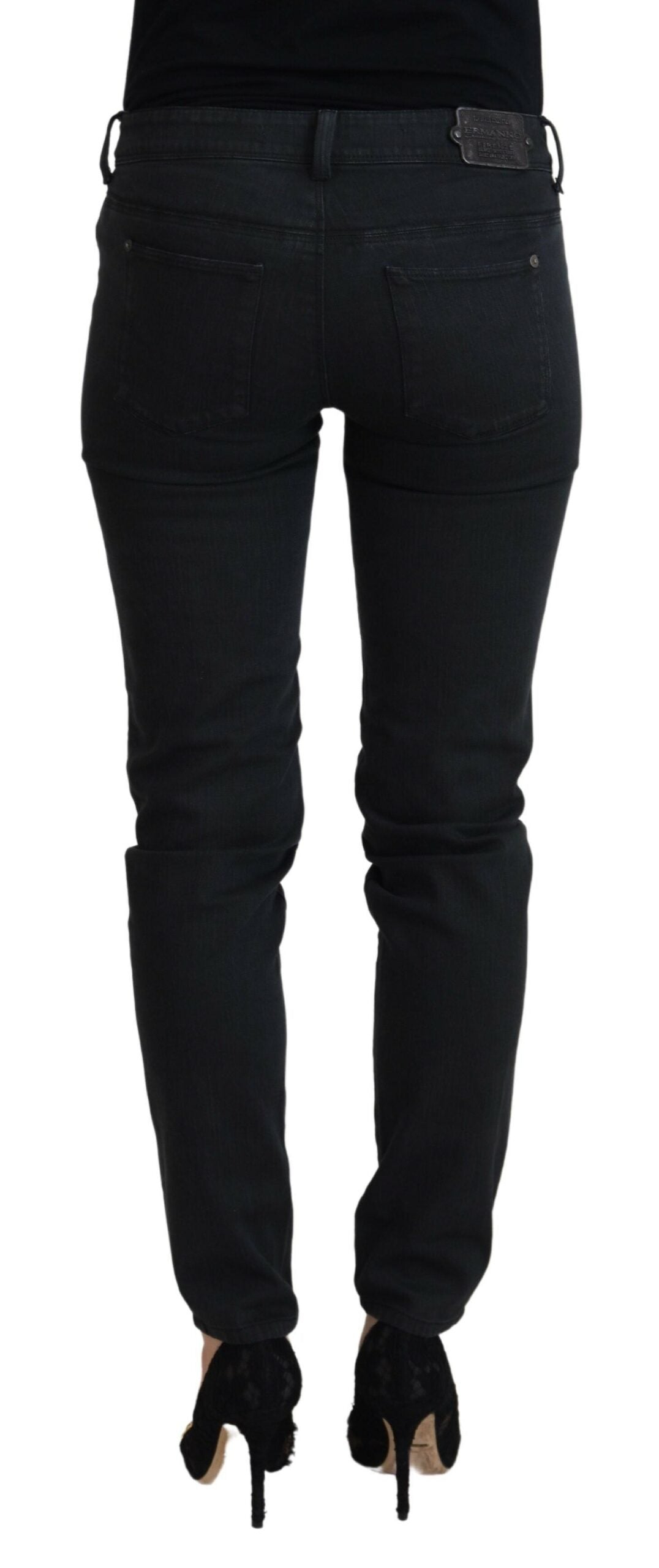 Ermanno Scervino Black Cotton Slim Fit Women Denim Jeans | Regal Royce