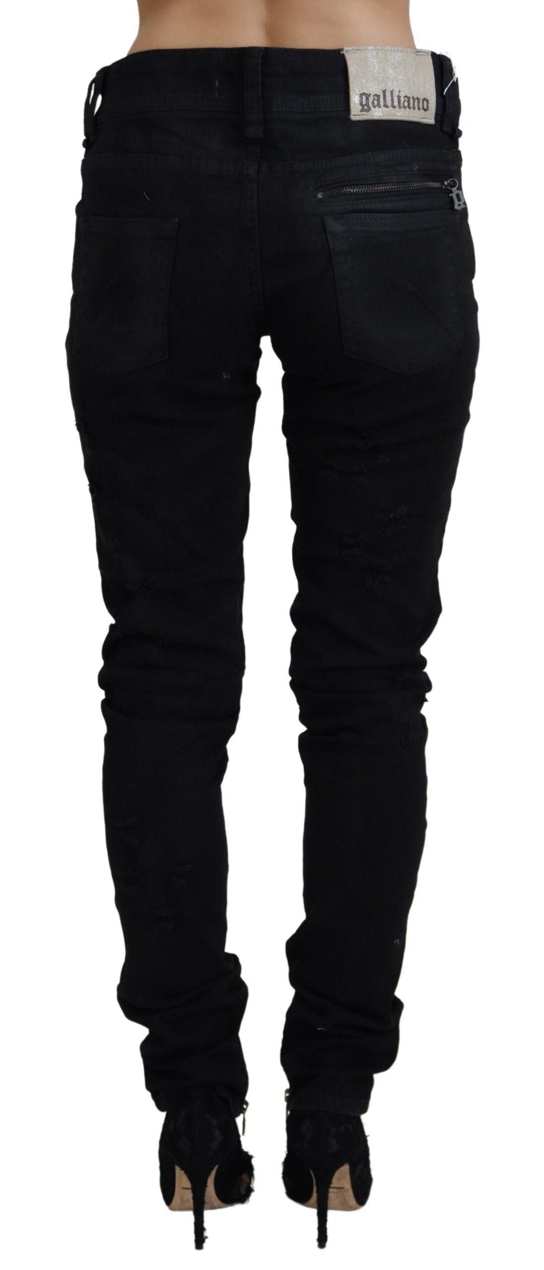 John Galliano Black Cotton Mid Waist Skinny Slim Fit Denim Jeans | Regal Royce