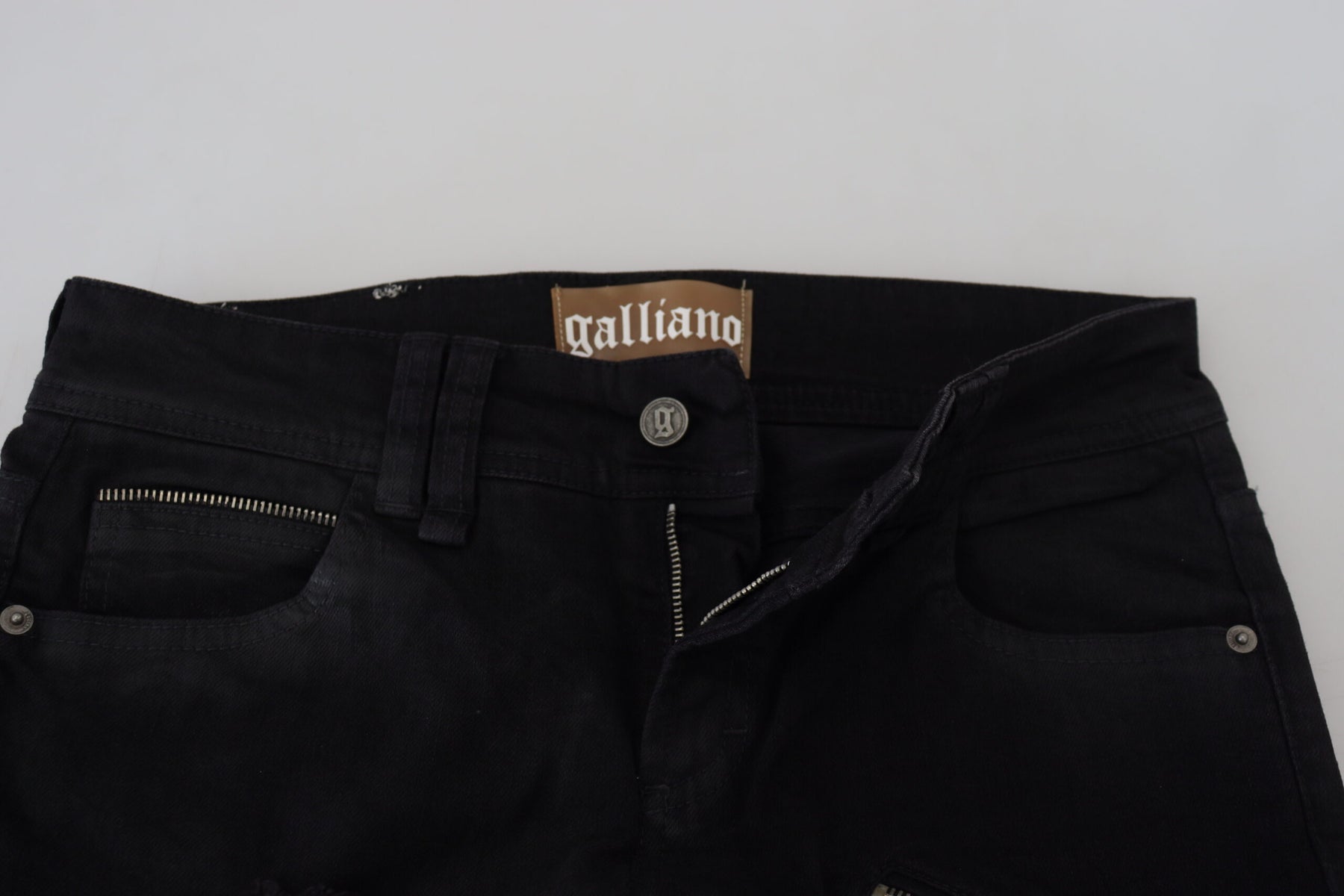 John Galliano Black Cotton Mid Waist Skinny Slim Fit Denim Jeans | Regal Royce