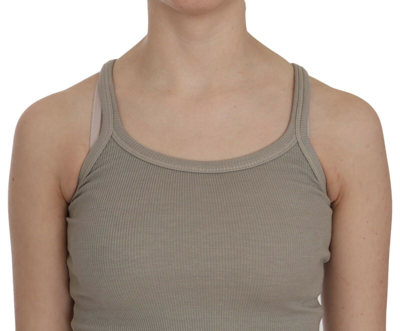 PINK MEMORIES Beige Sleeveless Spaghetti Strap Tank Blouse | Regal Royce