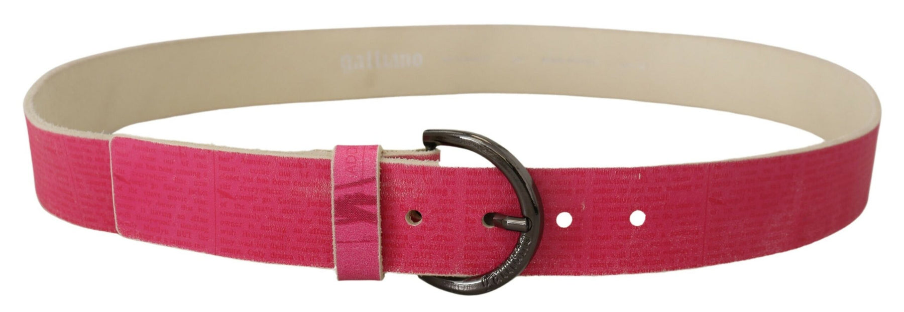 John Galliano Pink Leather Letter Logo Round Buckle Waist Belt | Regal Royce