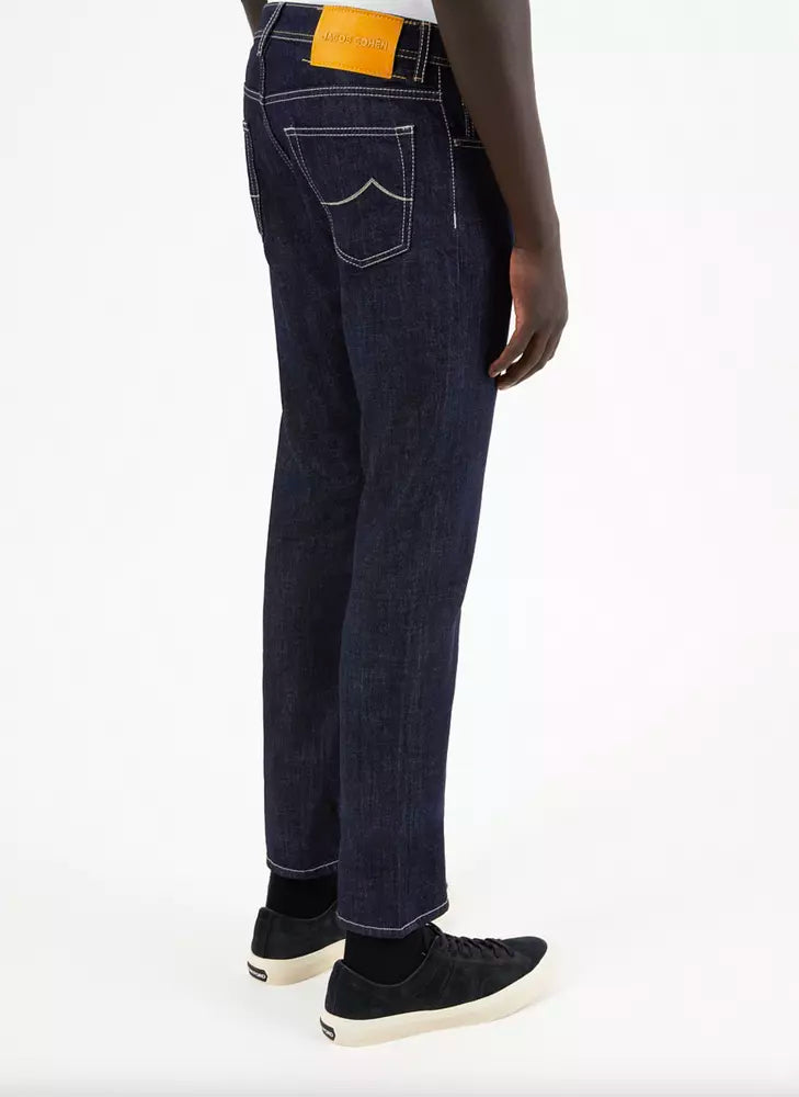 Jacob Cohen Blue Cotton Men Jeans with Straight Leg Cut | Regal Royce