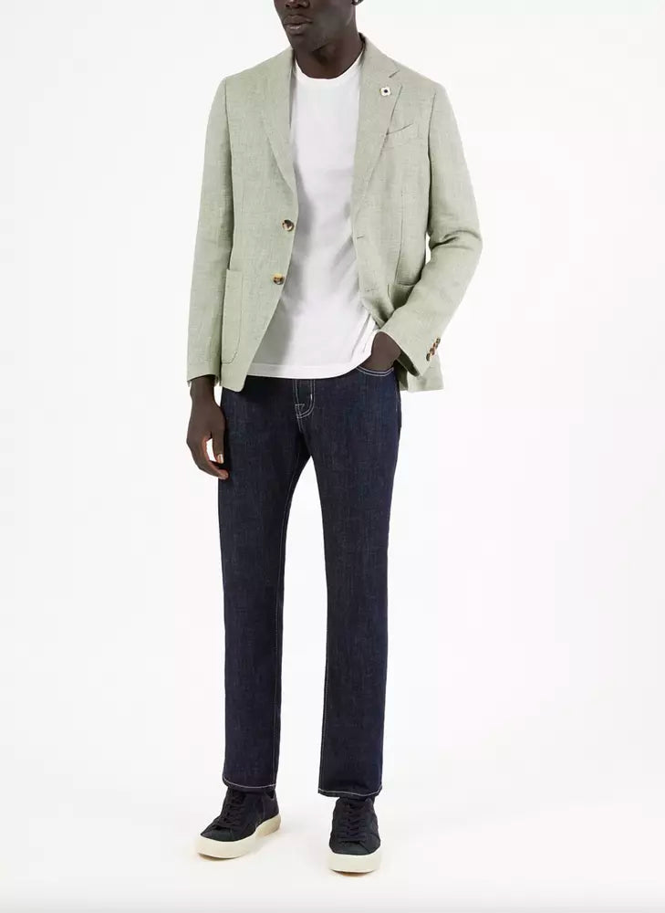 Jacob Cohen Blue Cotton Men Jeans with Straight Leg Cut | Regal Royce