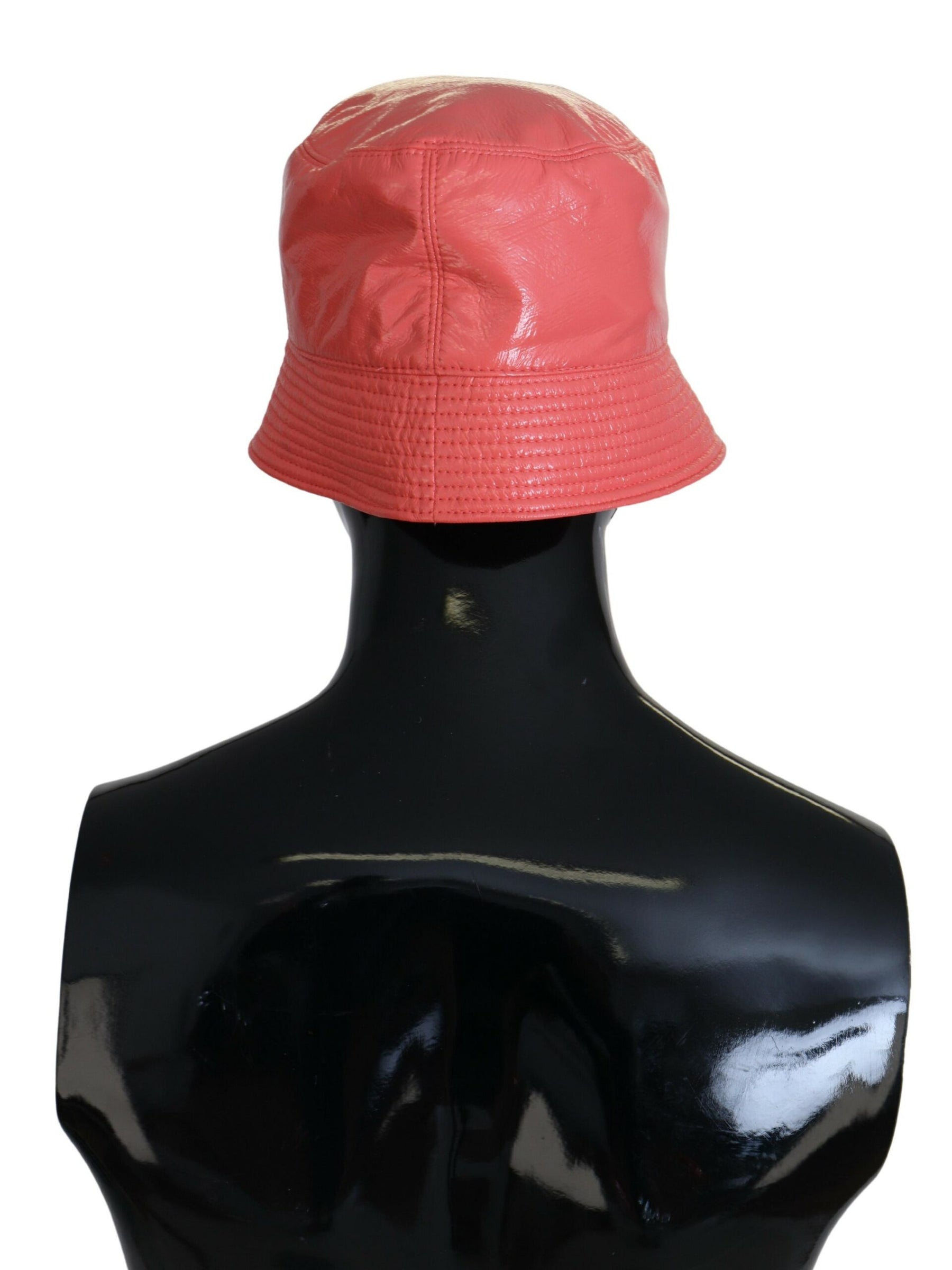 Dolce & Gabbana Peach Quilted Faux Leather Women Bucket Cap Hat | Regal Royce