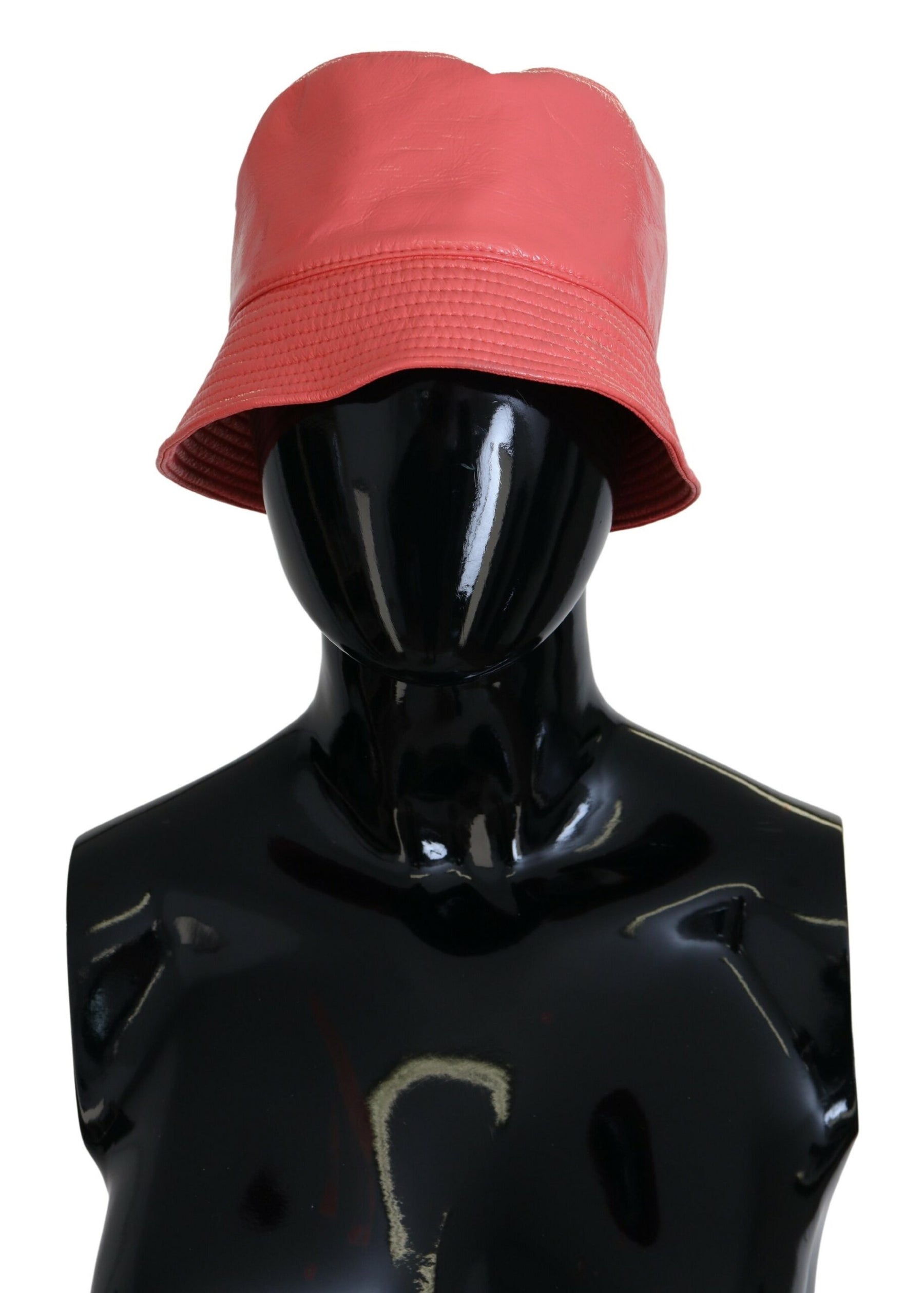Dolce & Gabbana Peach Quilted Faux Leather Women Bucket Cap Hat | Regal Royce