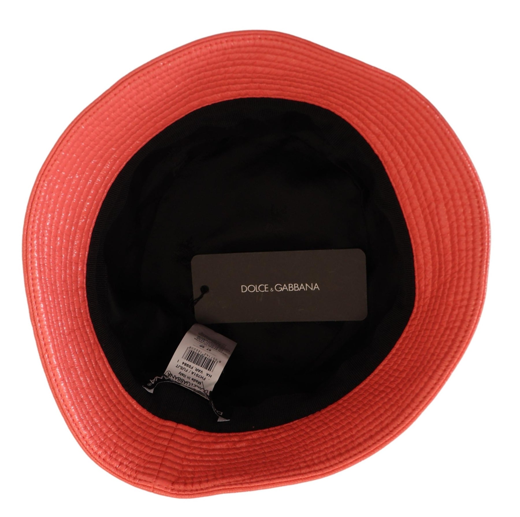 Dolce & Gabbana Peach Quilted Faux Leather Women Bucket Cap Hat | Regal Royce