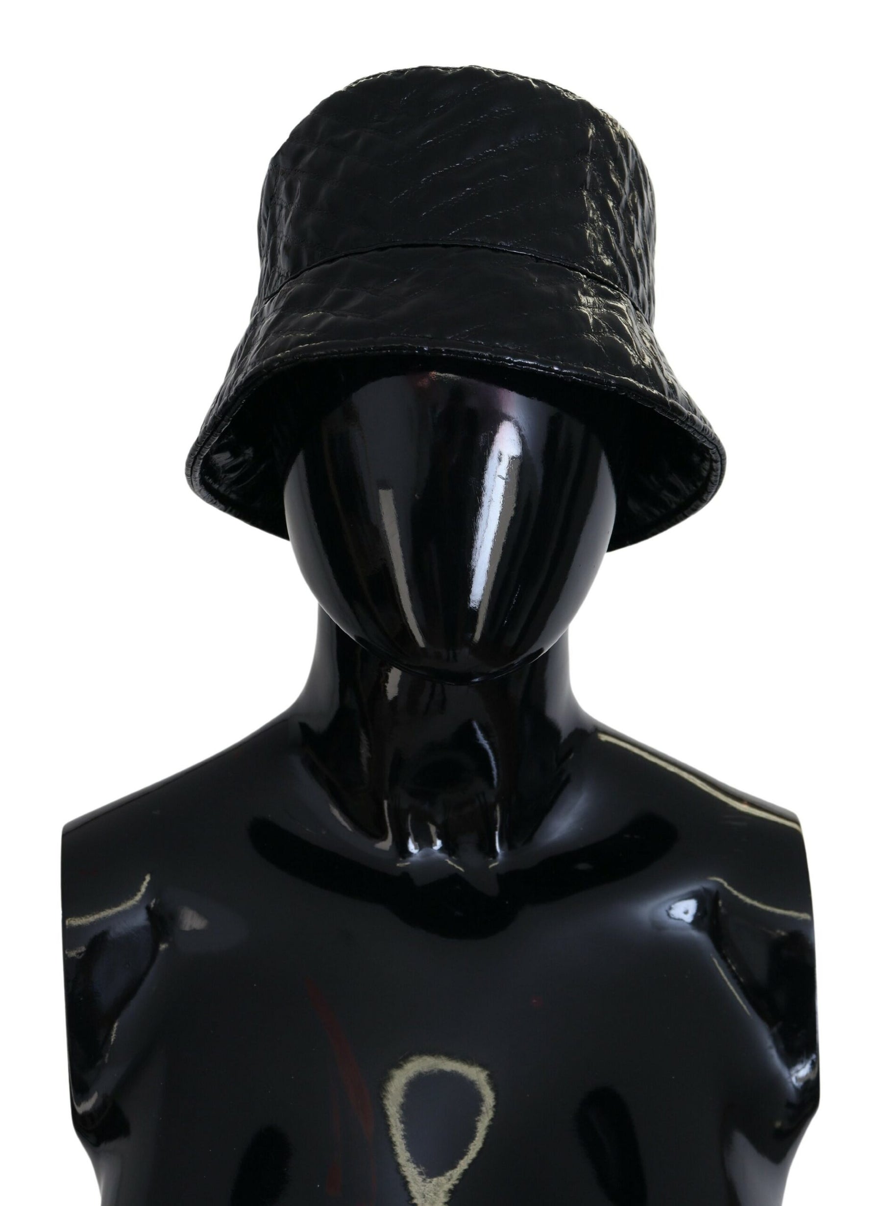 Dolce & Gabbana Black Quilted Faux Leather Women Bucket Cap Hat | Regal Royce