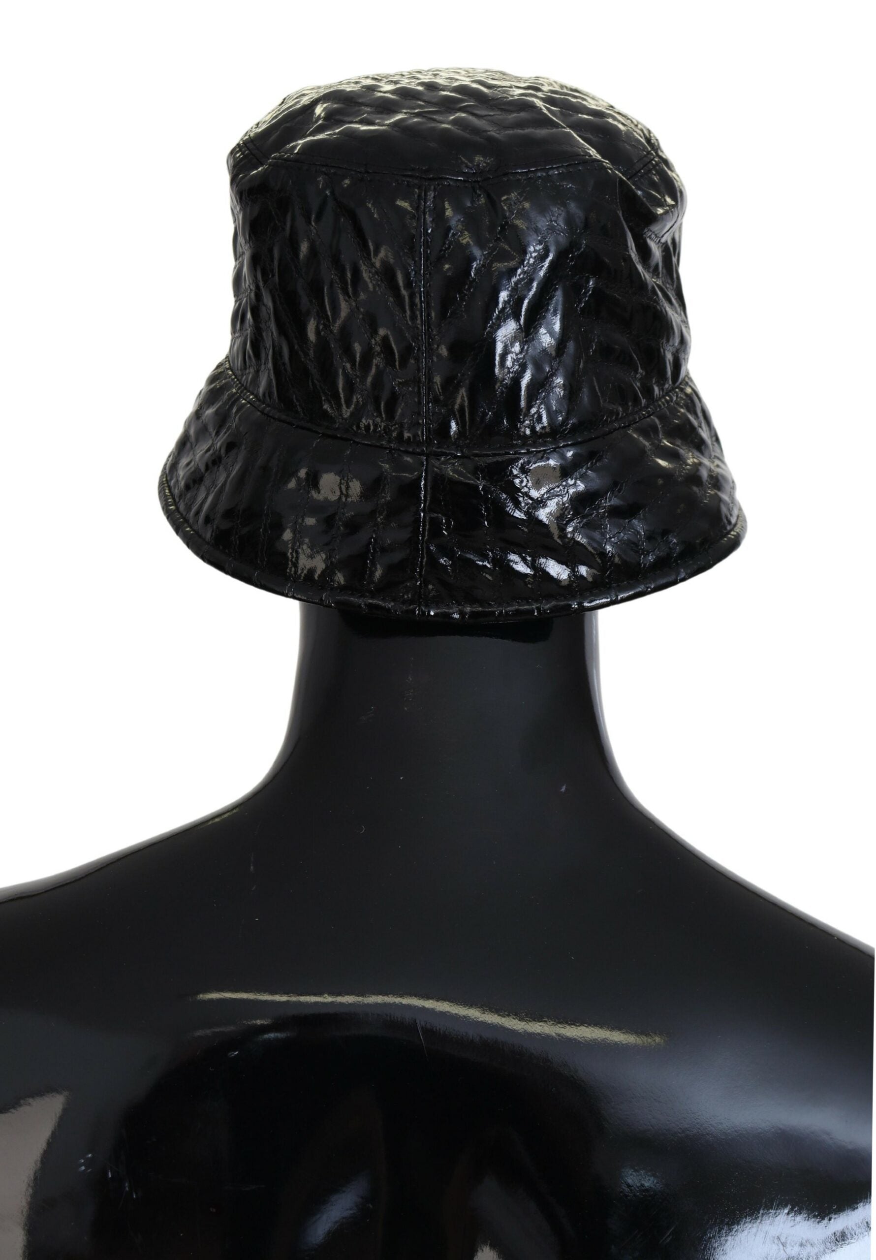 Dolce & Gabbana Black Quilted Faux Leather Women Bucket Cap Hat | Regal Royce