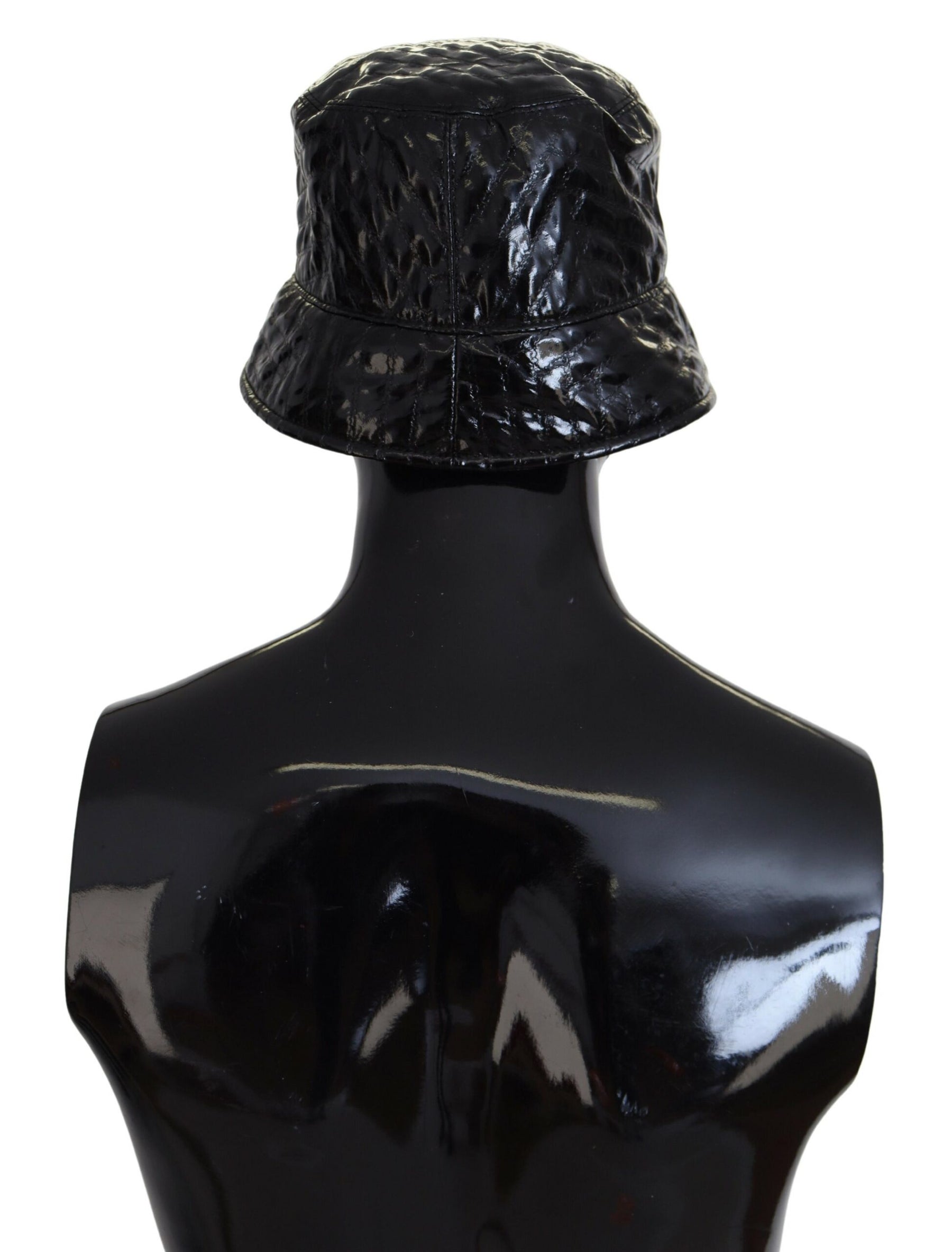 Dolce & Gabbana Black Quilted Faux Leather Women Bucket Cap Hat | Regal Royce