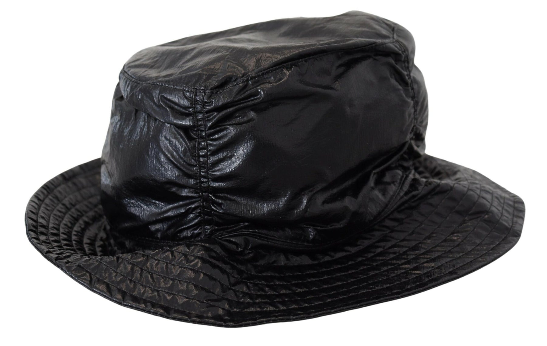 Dolce & Gabbana Black Quilted Faux Leather Women Bucket Cap Hat | Regal Royce