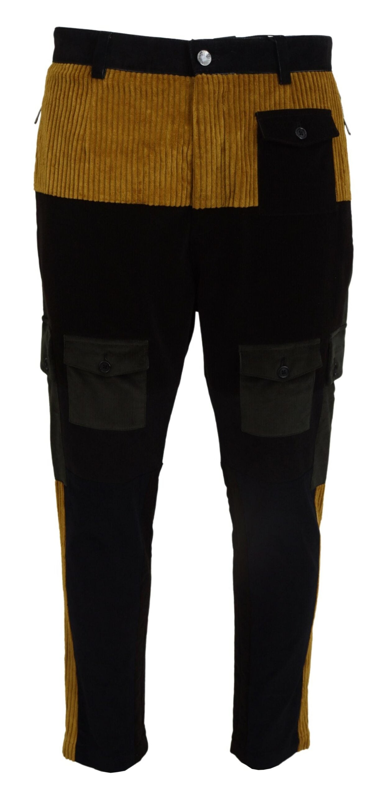 Dolce & Gabbana Black Yellow Cotton Men Pants | Regal Royce