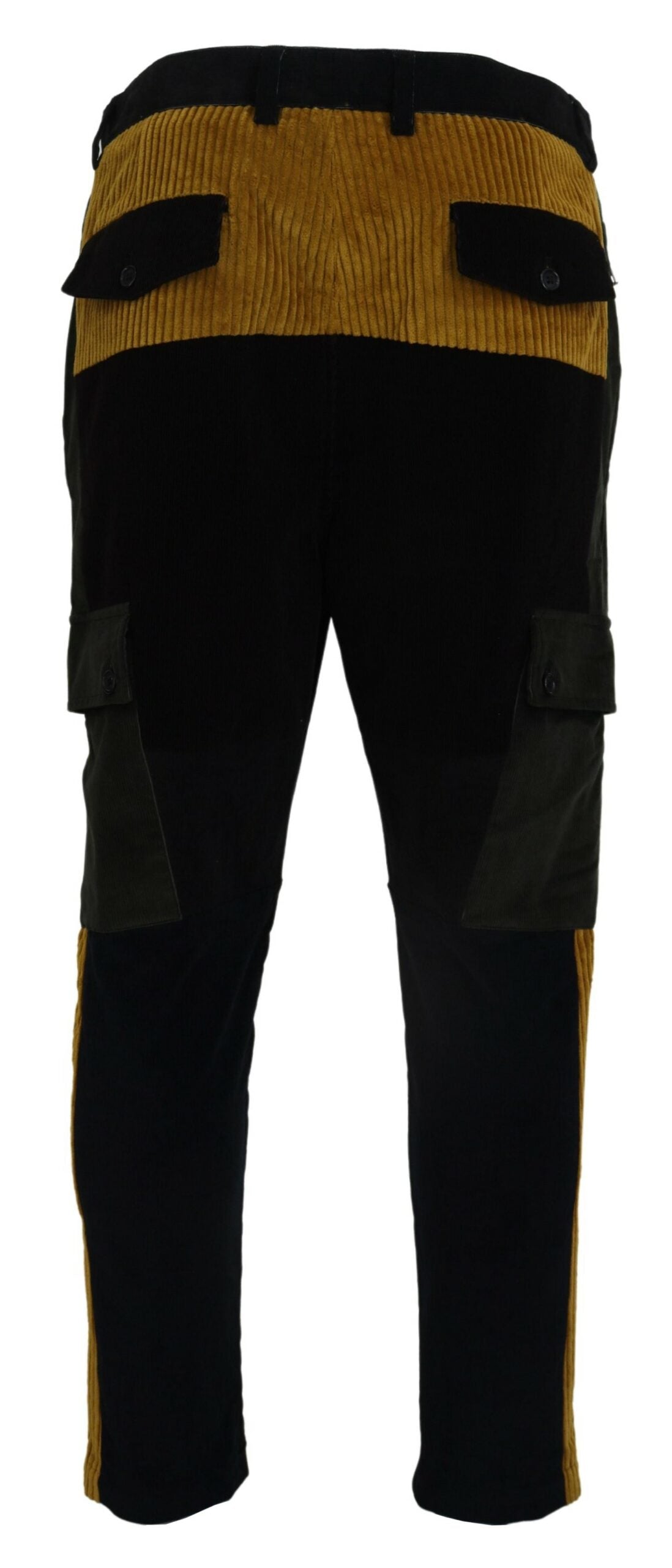 Dolce & Gabbana Black Yellow Cotton Men Pants | Regal Royce