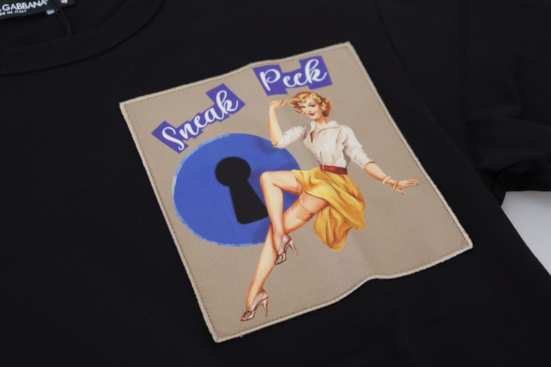 Dolce & Gabbana Black Sneak Peek Cotton Short Sleeve T-shirt | Regal Royce
