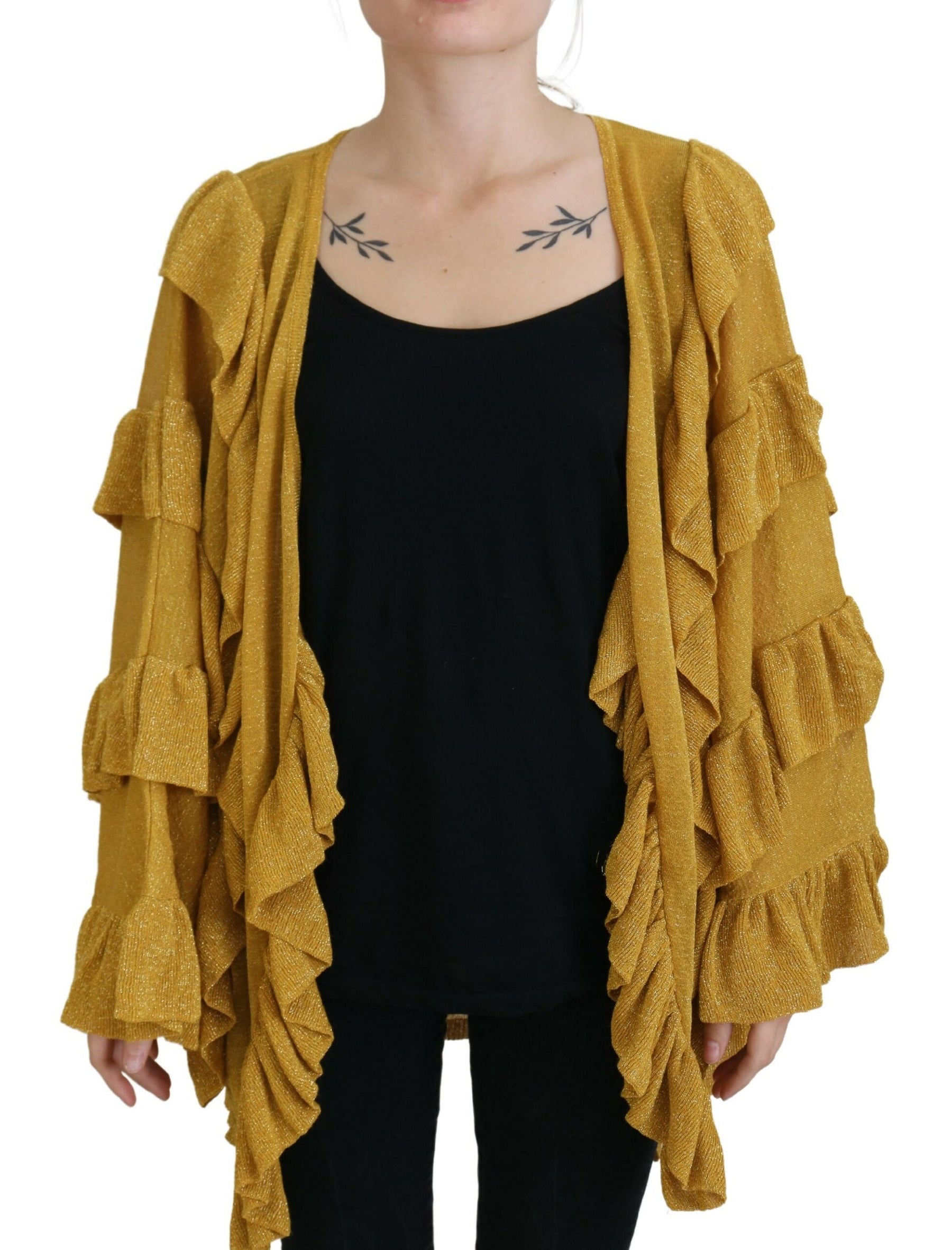 Aniye By Gold Long Sleeves Ruffled Women Cardigan Sweater | Regal Royce